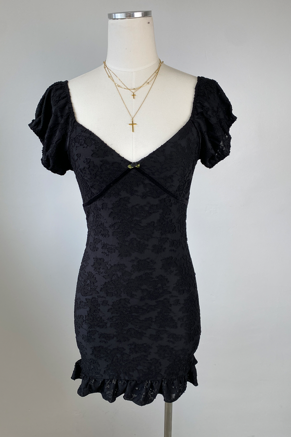 Textured Floral Mini Dress