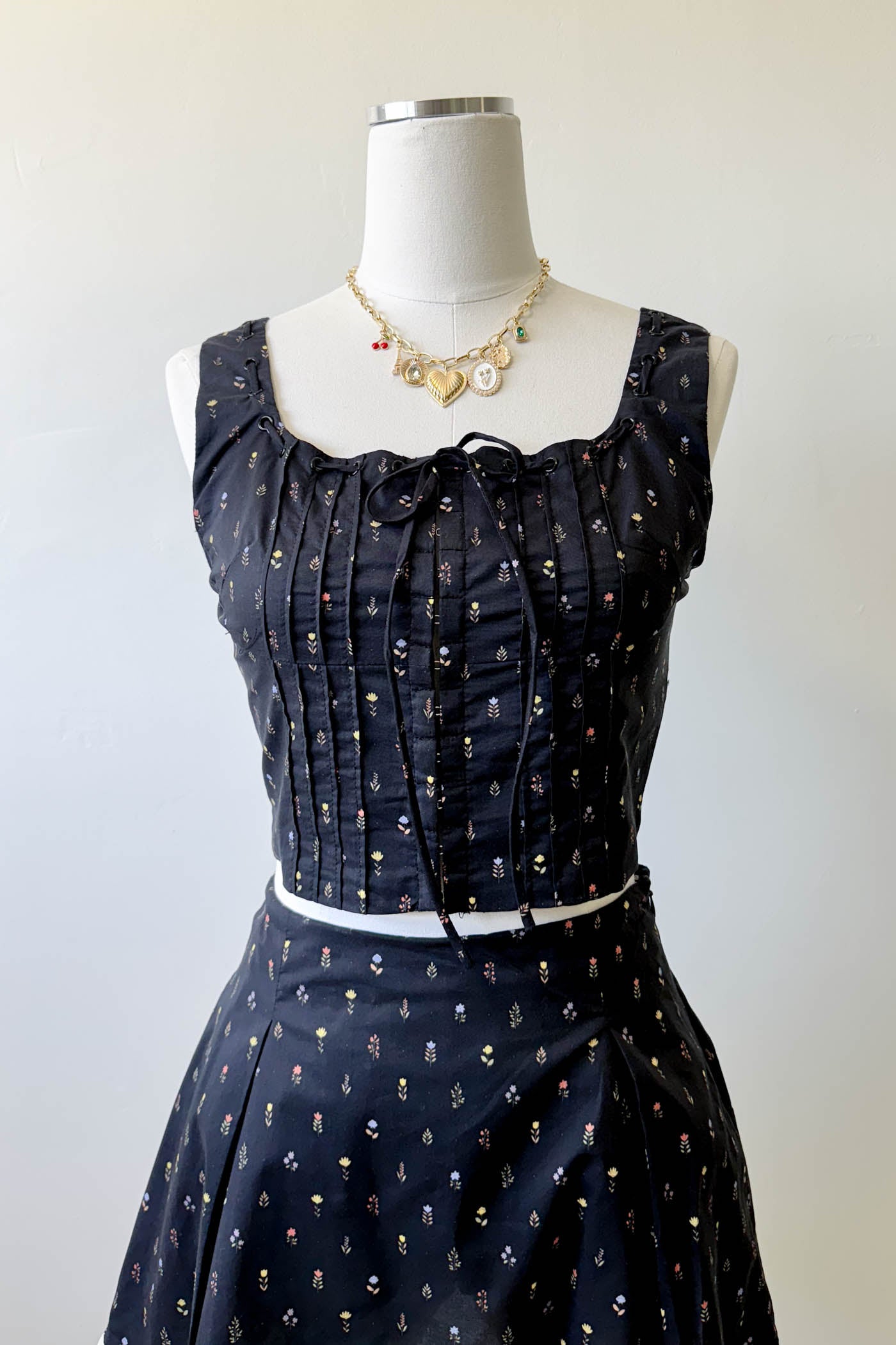 Pleated Floral Corset Top