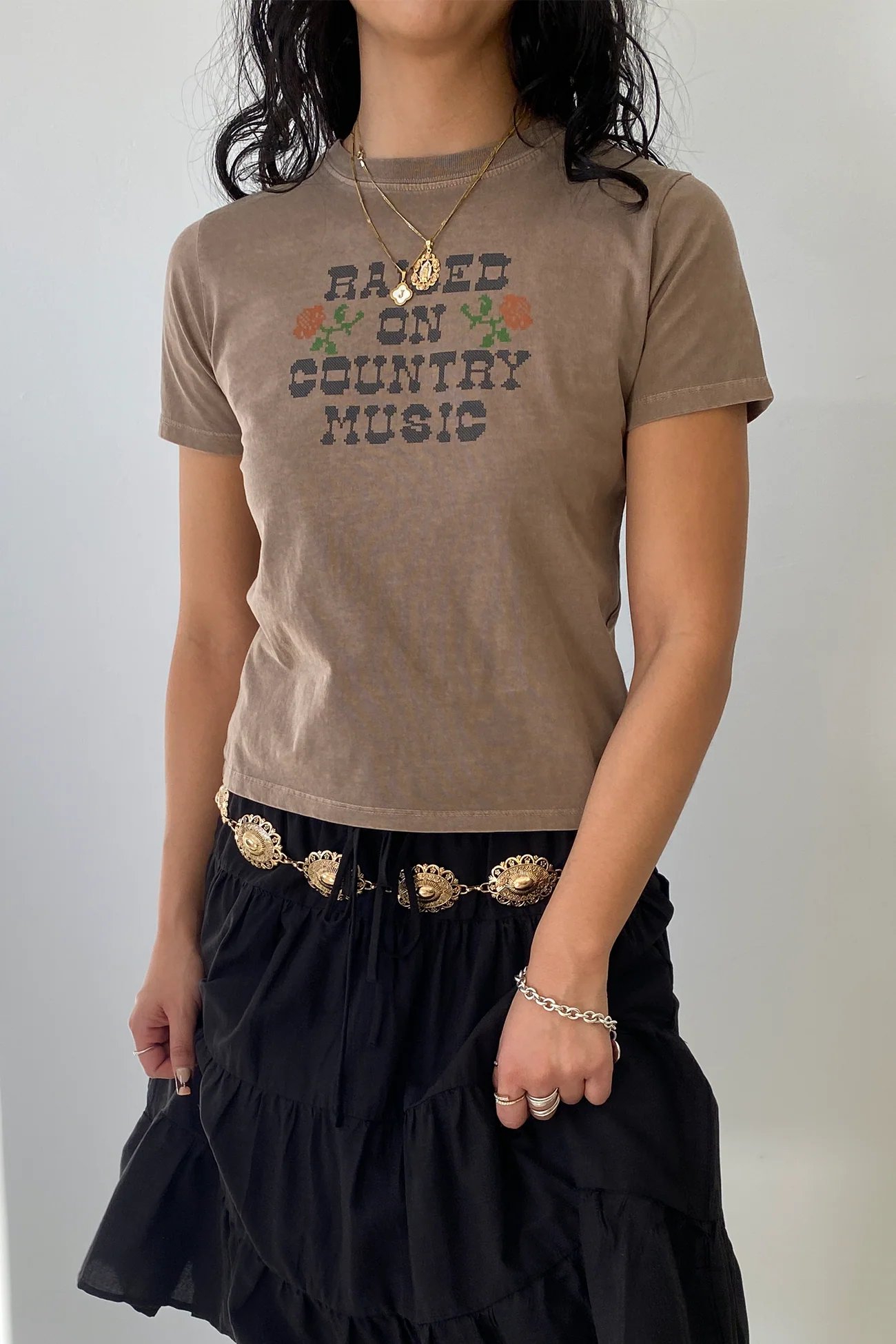 Country Music Long Loose Graphic Baby Tee