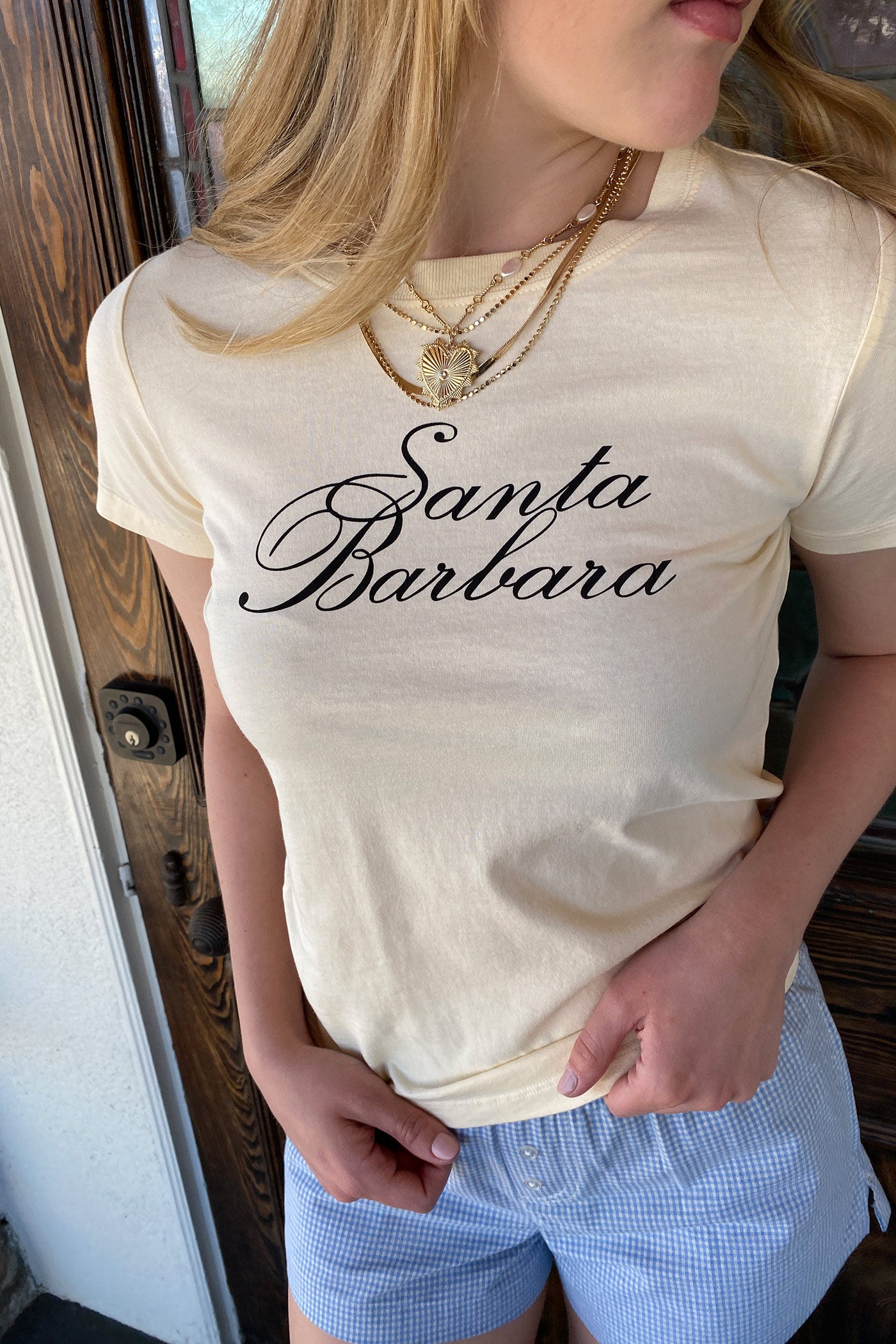 Santa Barbara Long Line Graphic Baby Tee