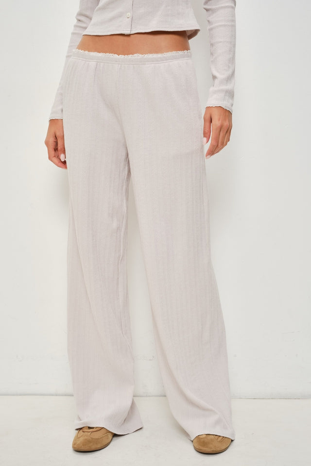 Lace Trim Wide Leg Pants