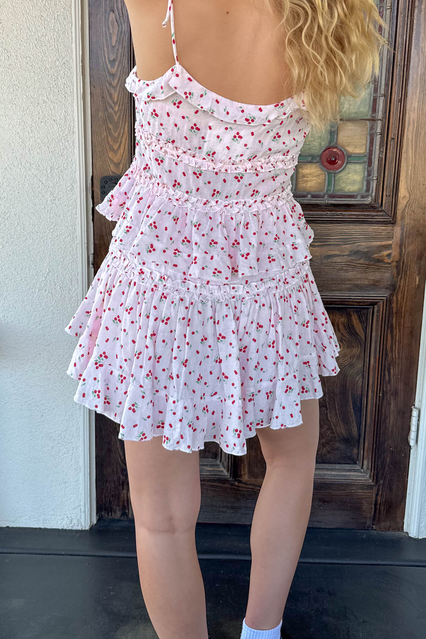 Cherry Print Tiered Mini Skirt