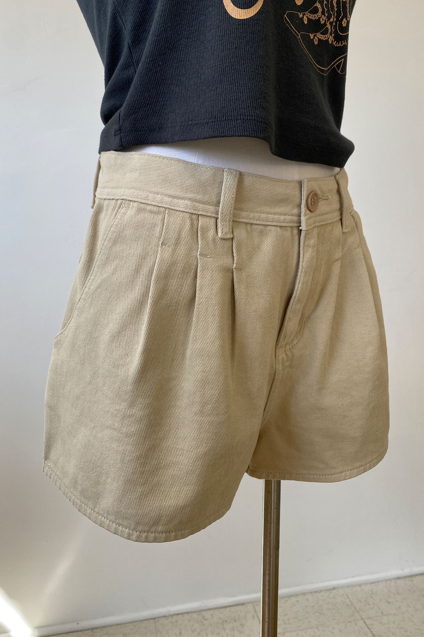 Pleated Denim Shorts by For Good