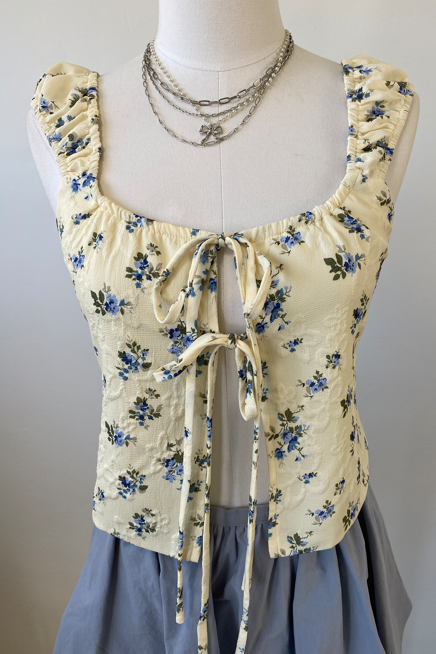 Floral Split Front Peasant Top