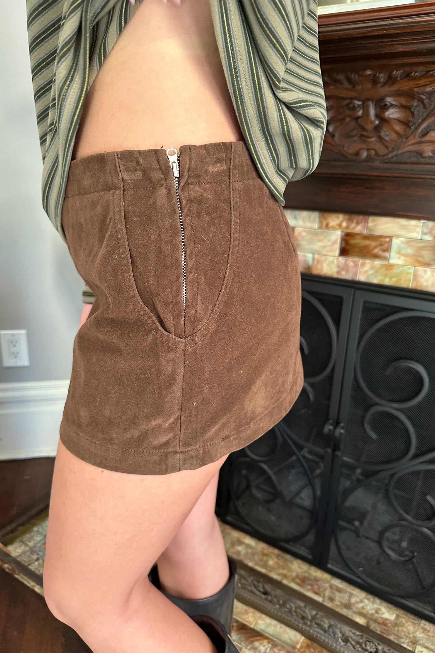 Faux Suede Mini Skort