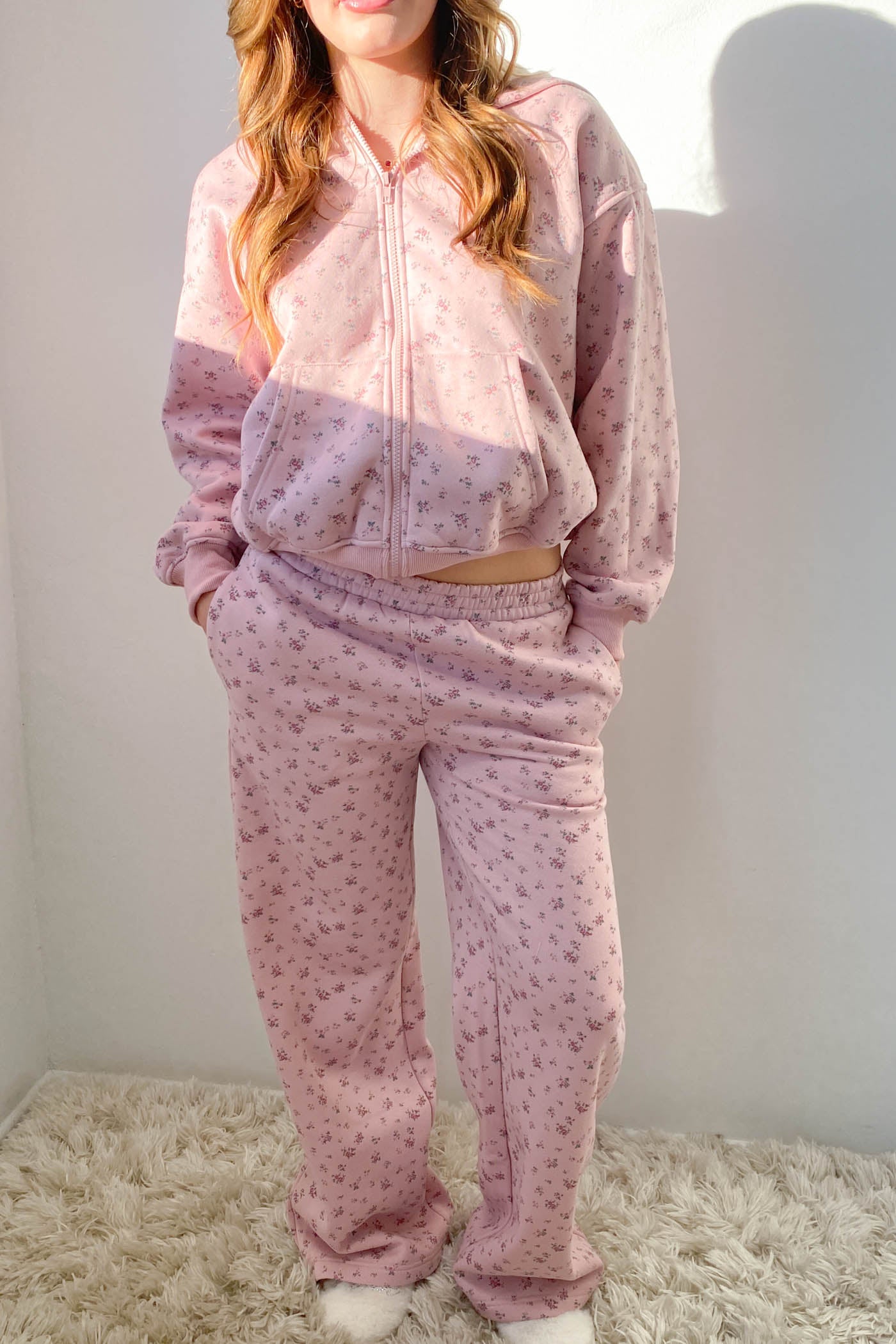 Floral Zip Up Hoodie