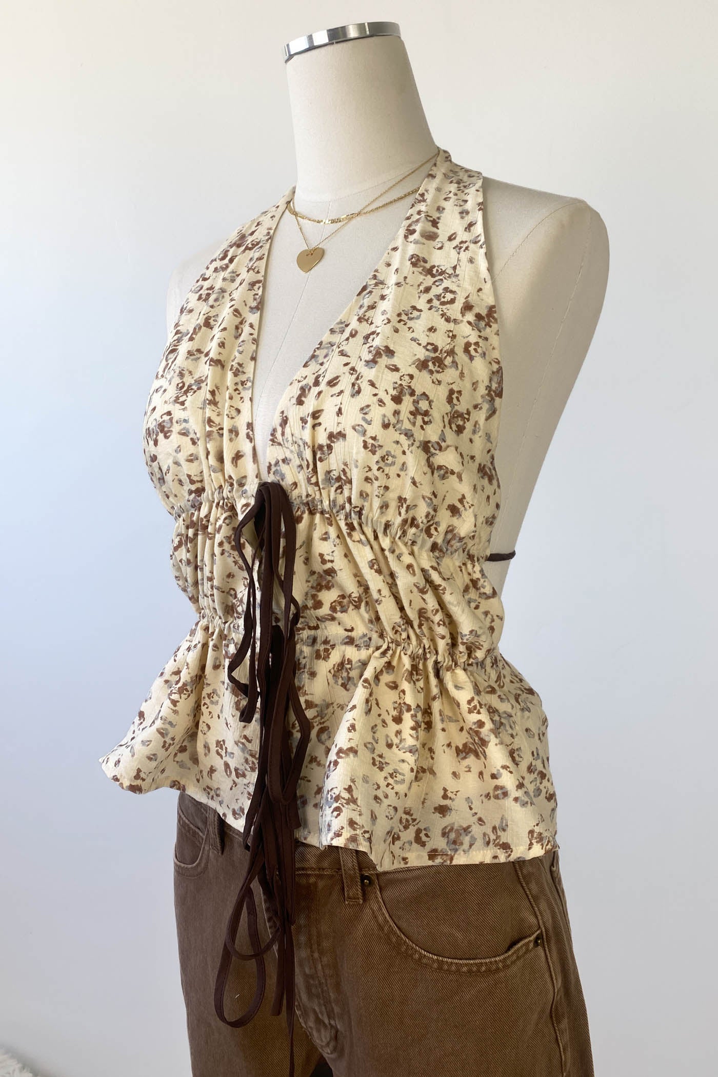Floral Split Front Halter Top