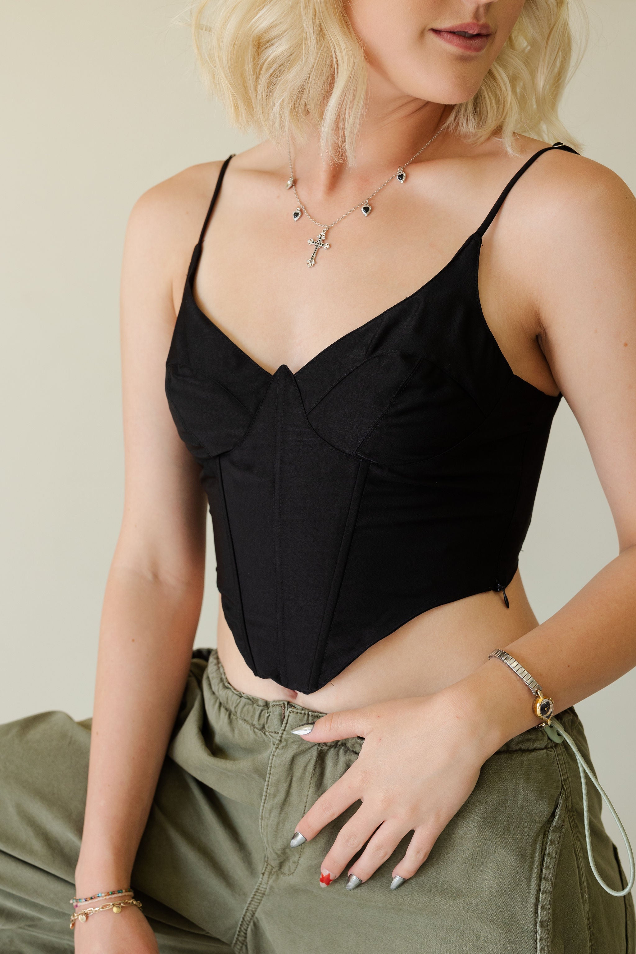 Just Rumors Satin Corset Cami Top