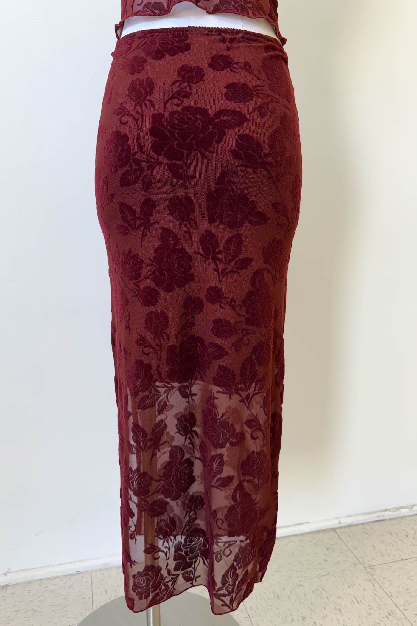 Floral Stretch Lace Midi Skirt