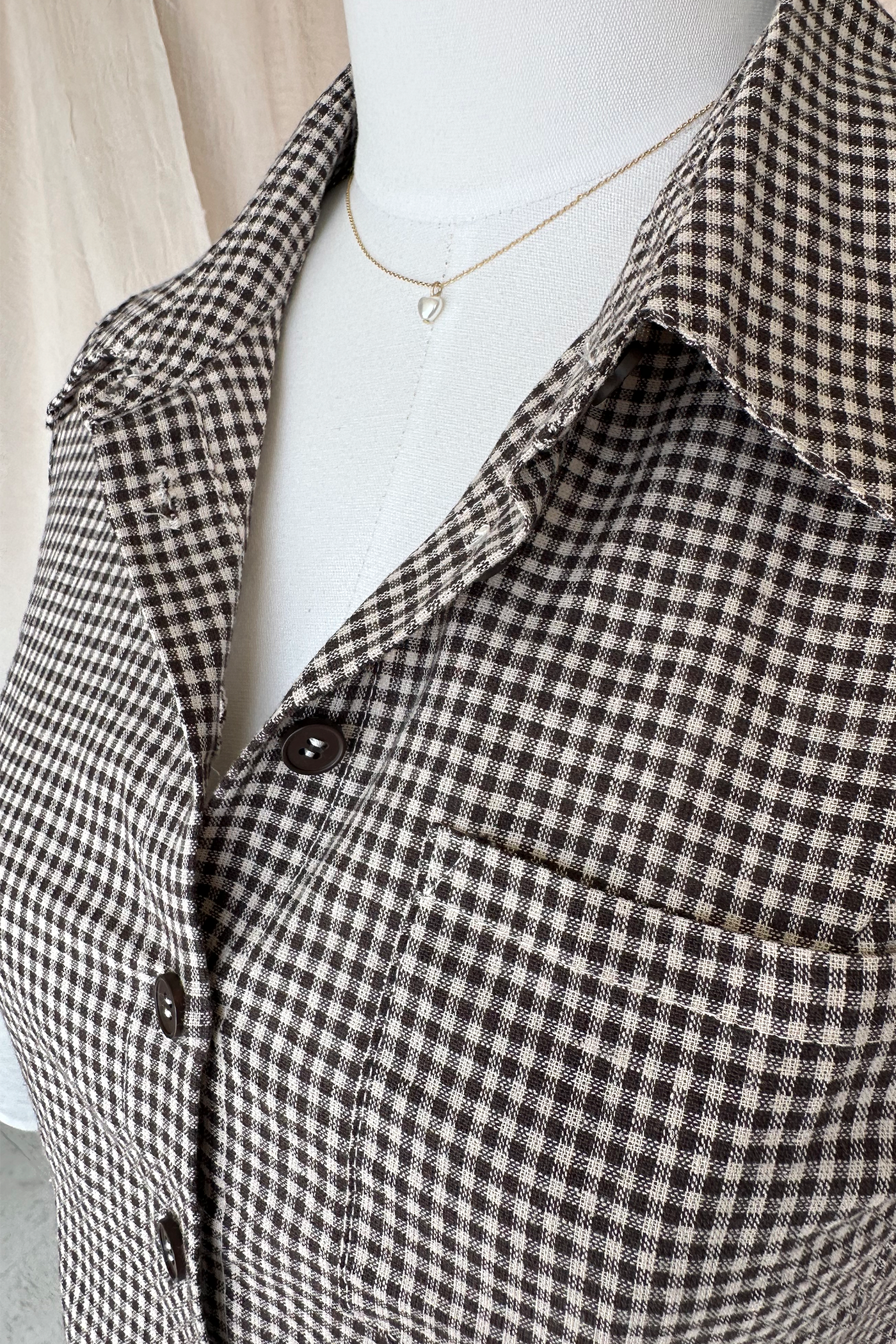 Gingham Button Up Top