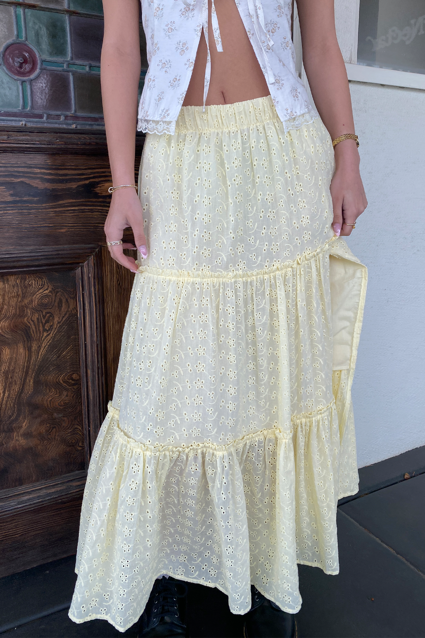 Eyelet Maxi Skirt