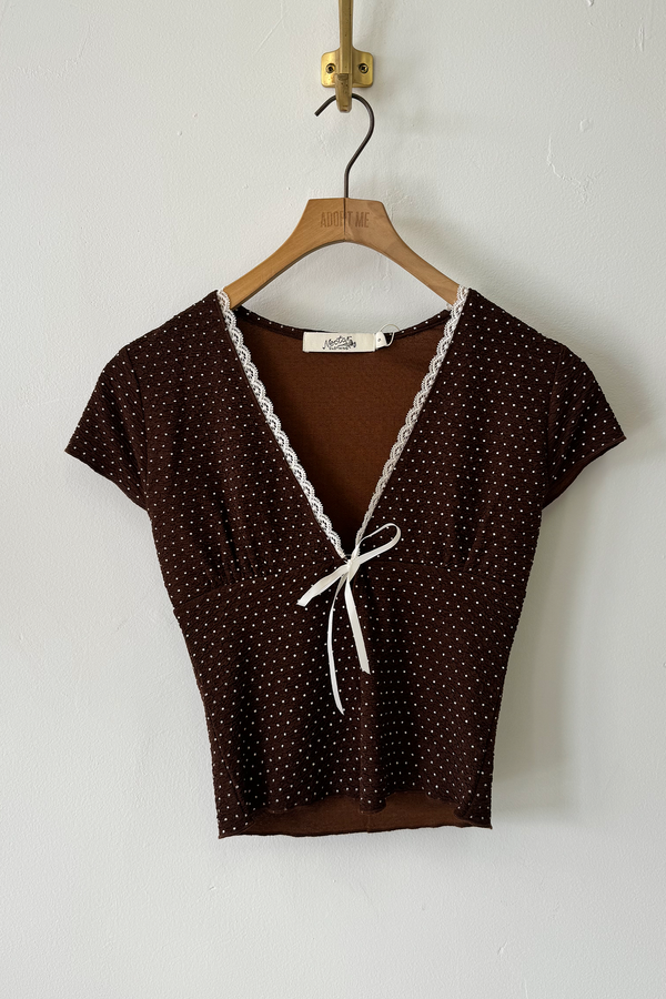 Swiss Dot Keyhole Top