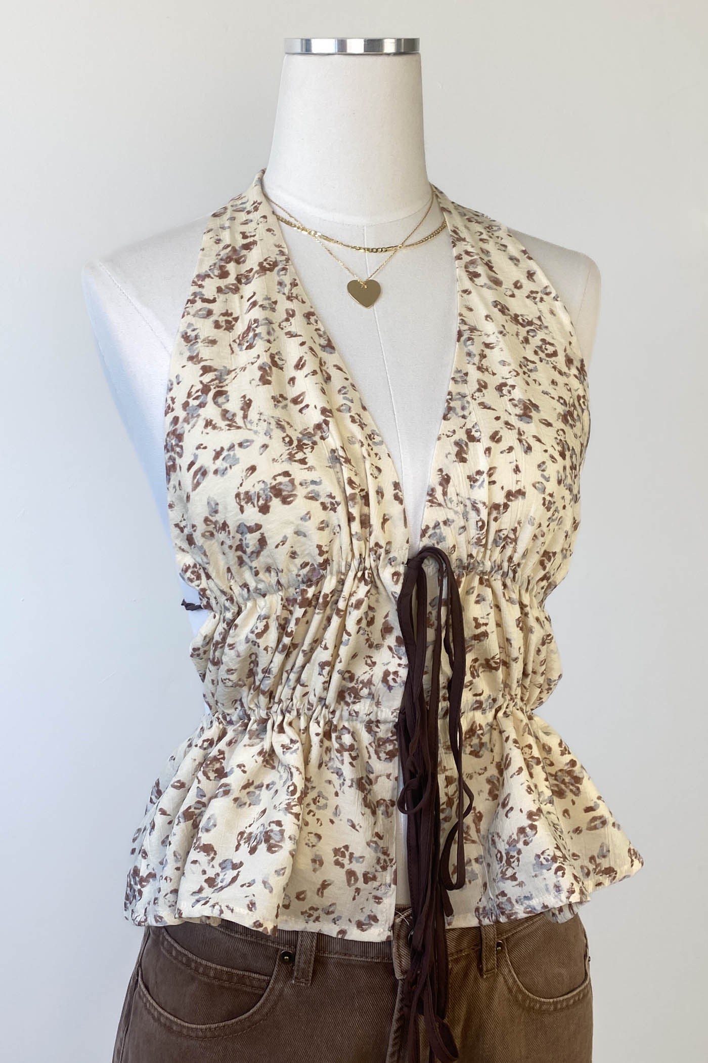 Floral Split Front Halter Top