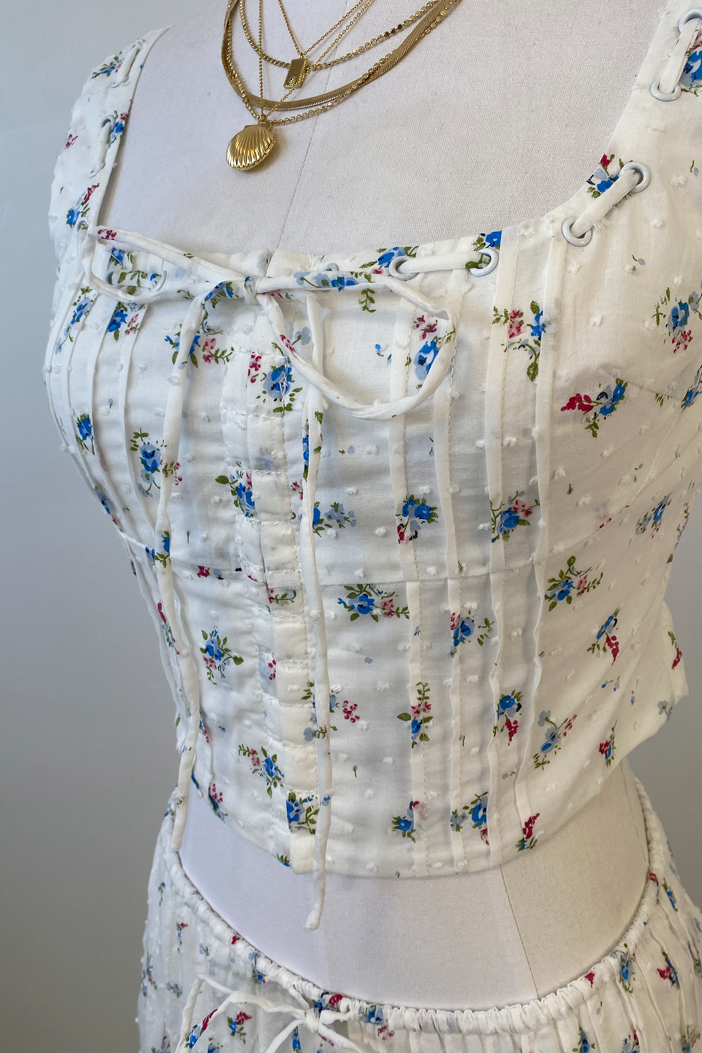 Sleeveless Floral Corset Top