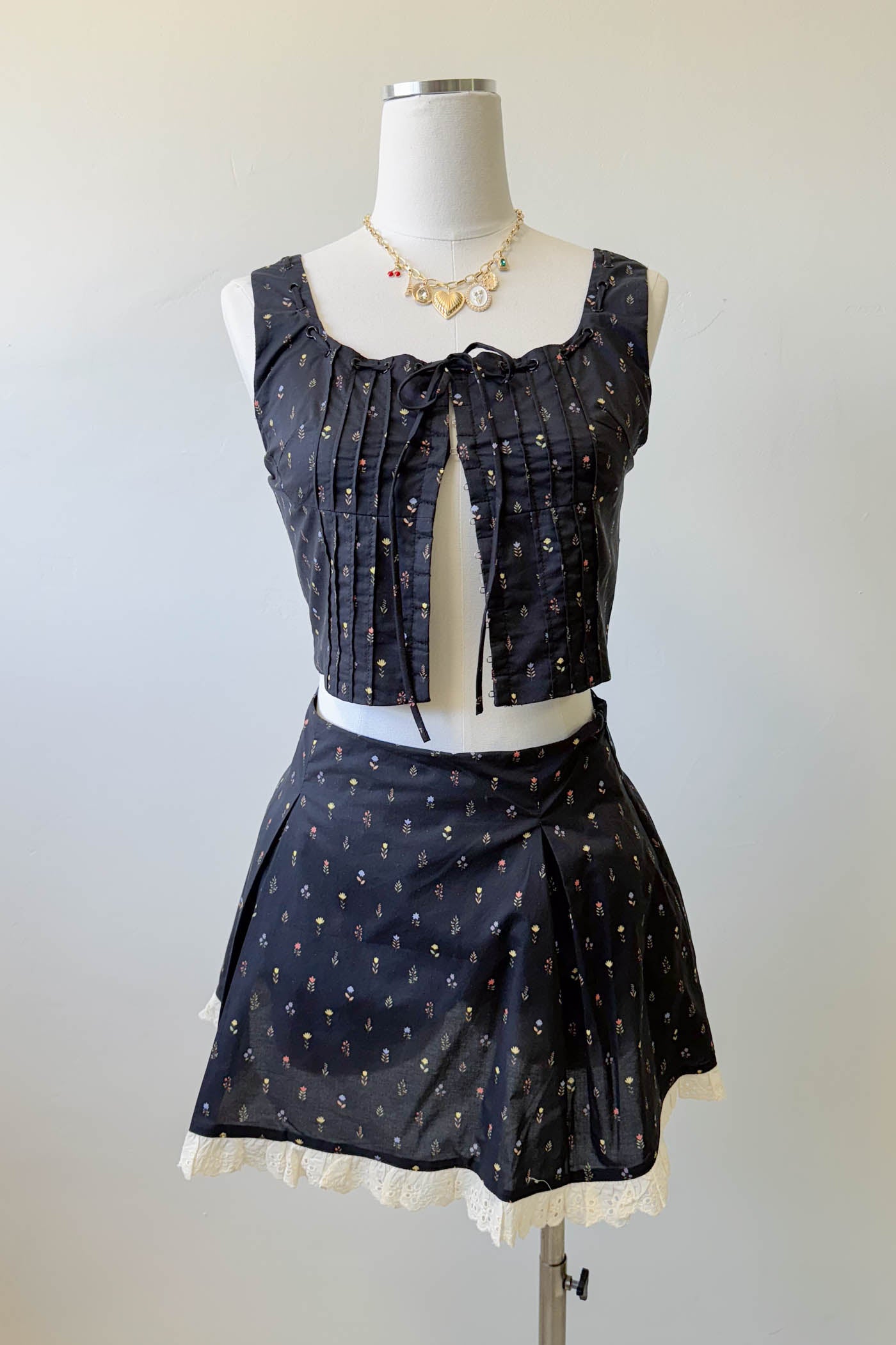 Pleated Floral Corset Top