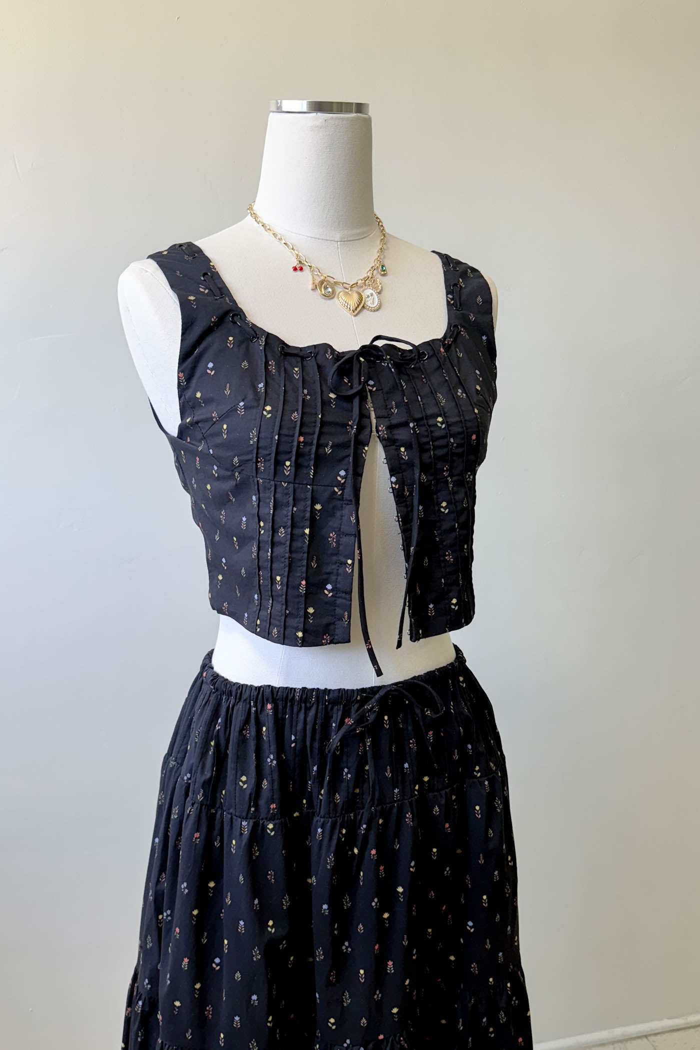 Pleated Floral Corset Top
