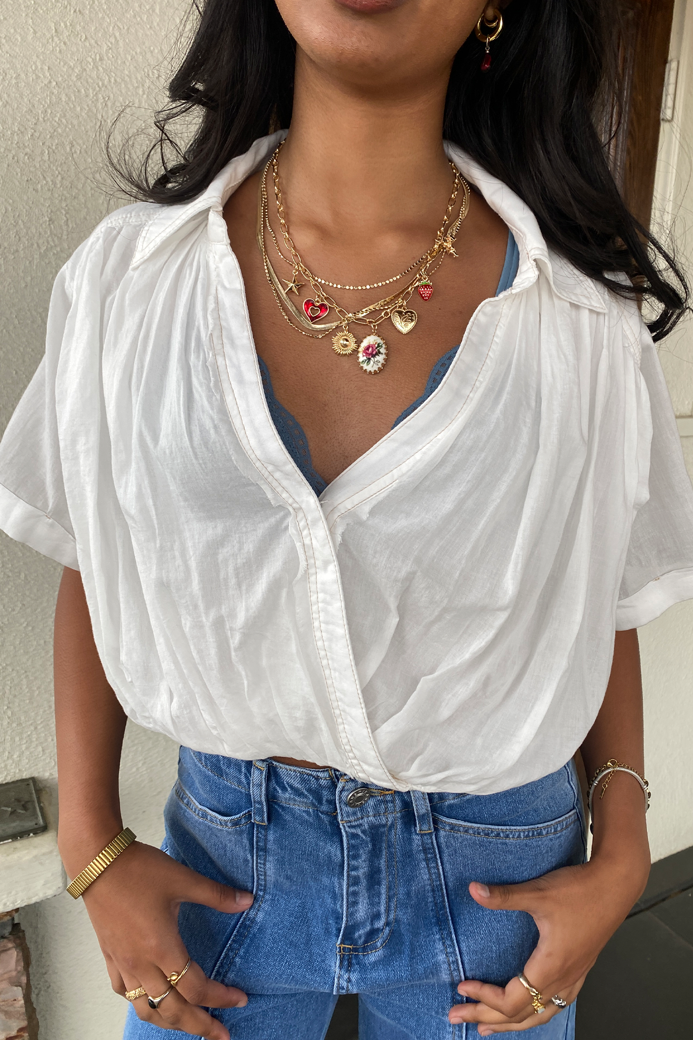 Short Sleeve Wrap Top by For Good