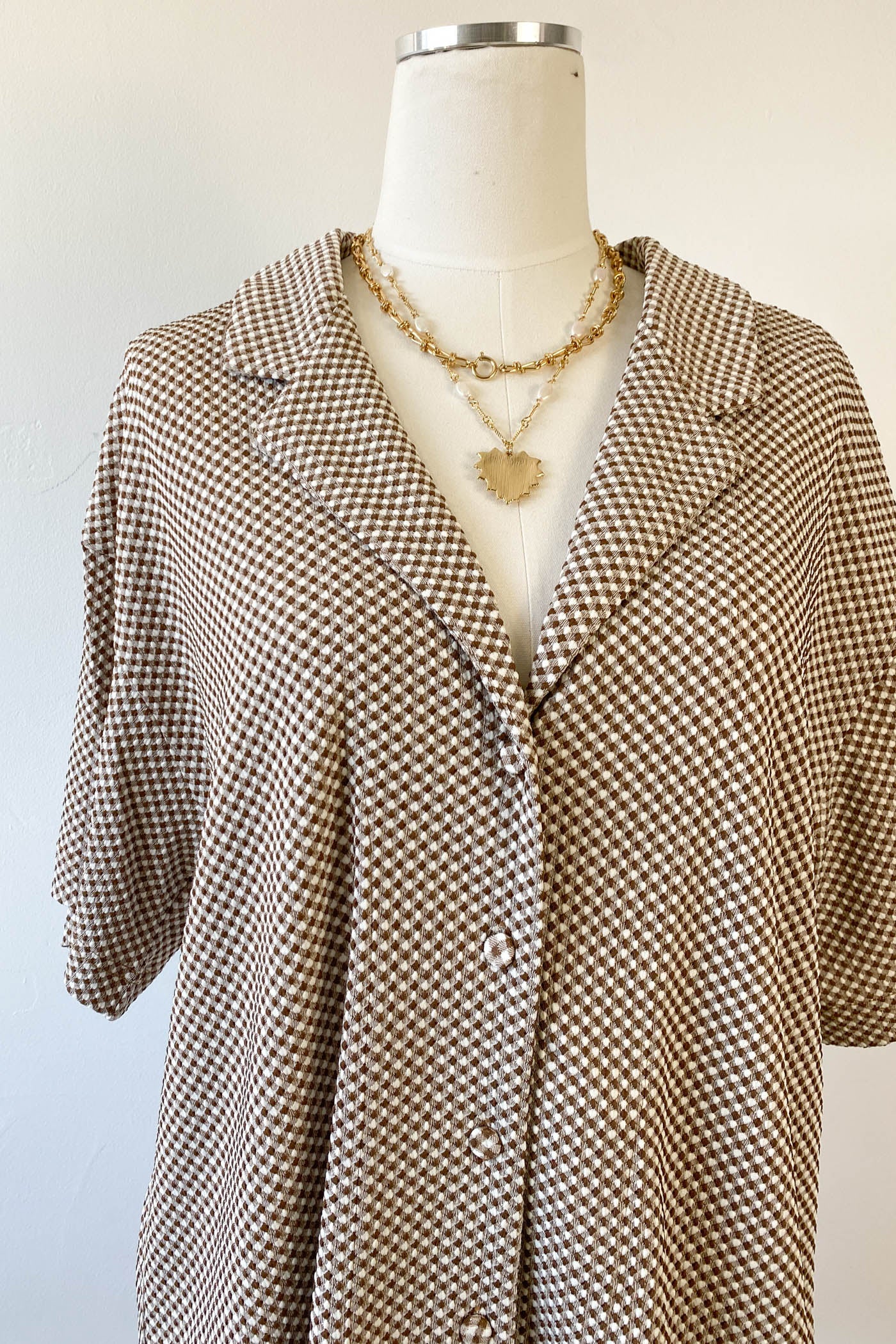 Oversized Gingham Short Sleeve Top