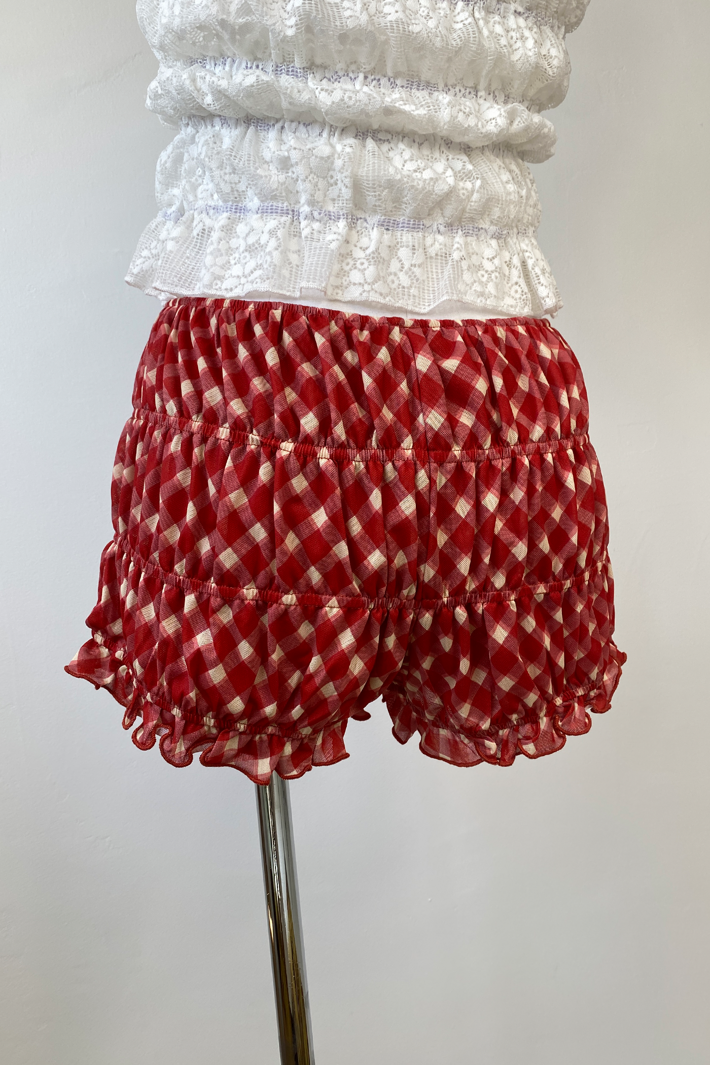 Plaid Stretch Lace Bloomer Shorts