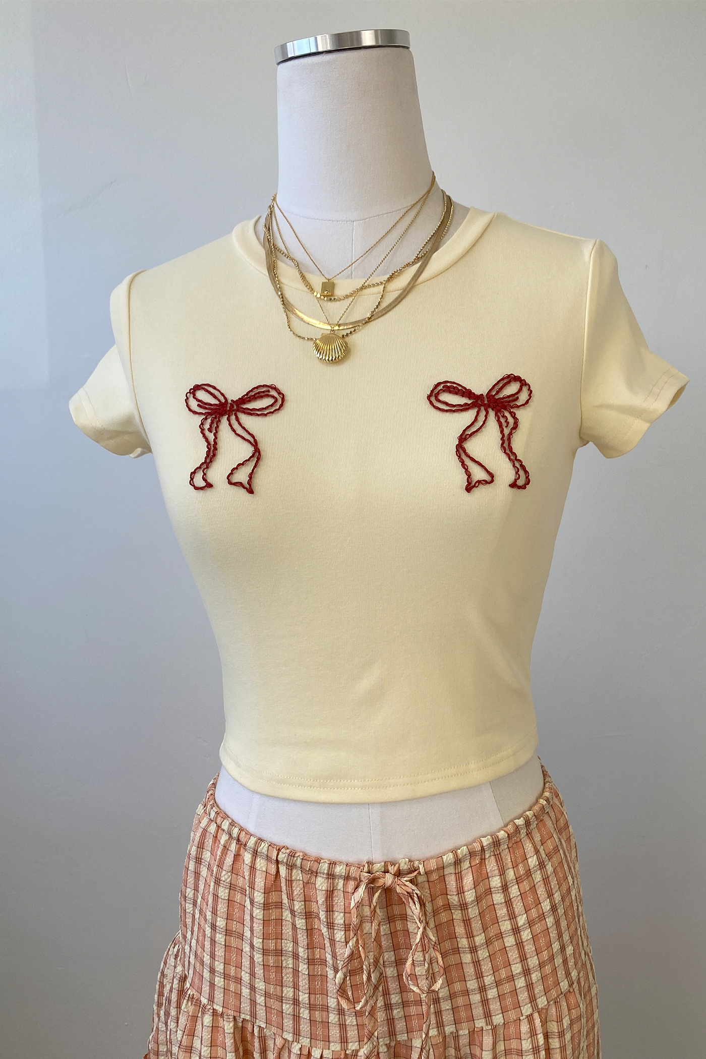 Bow Embroidered Graphic Baby Tee