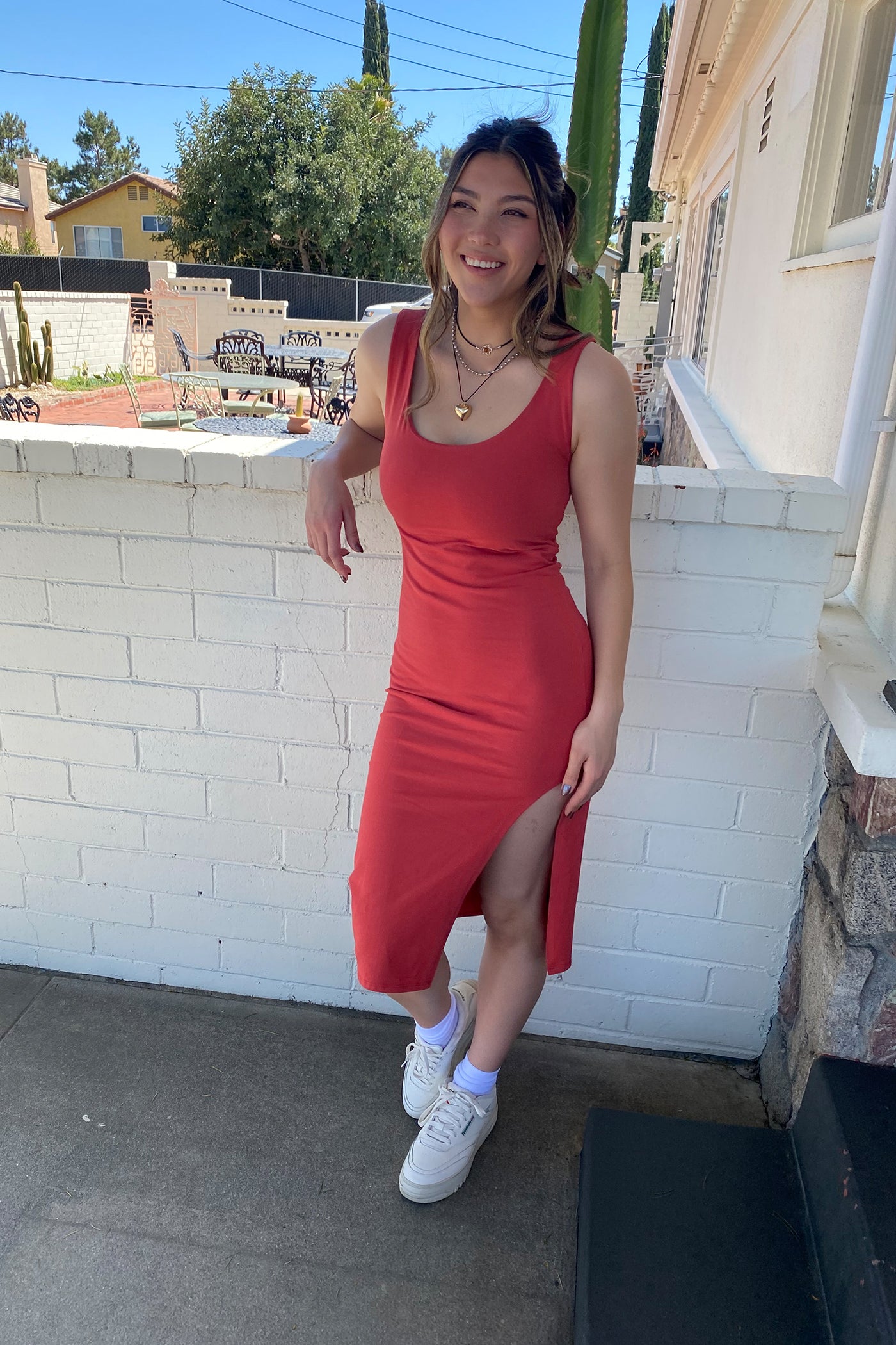 Sleeveless Side Slit Midi Dress