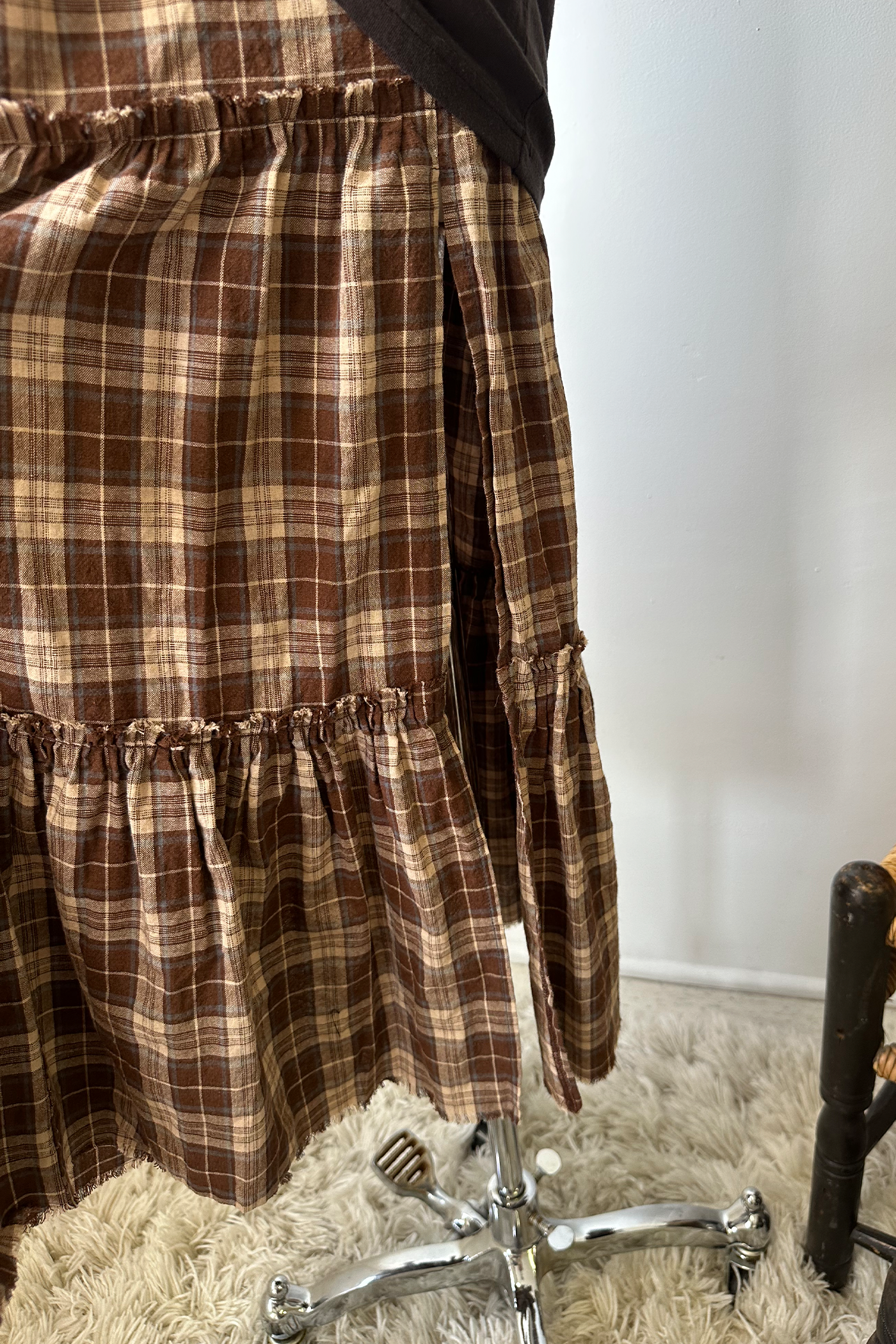 Plaid Tiered Maxi Skirt