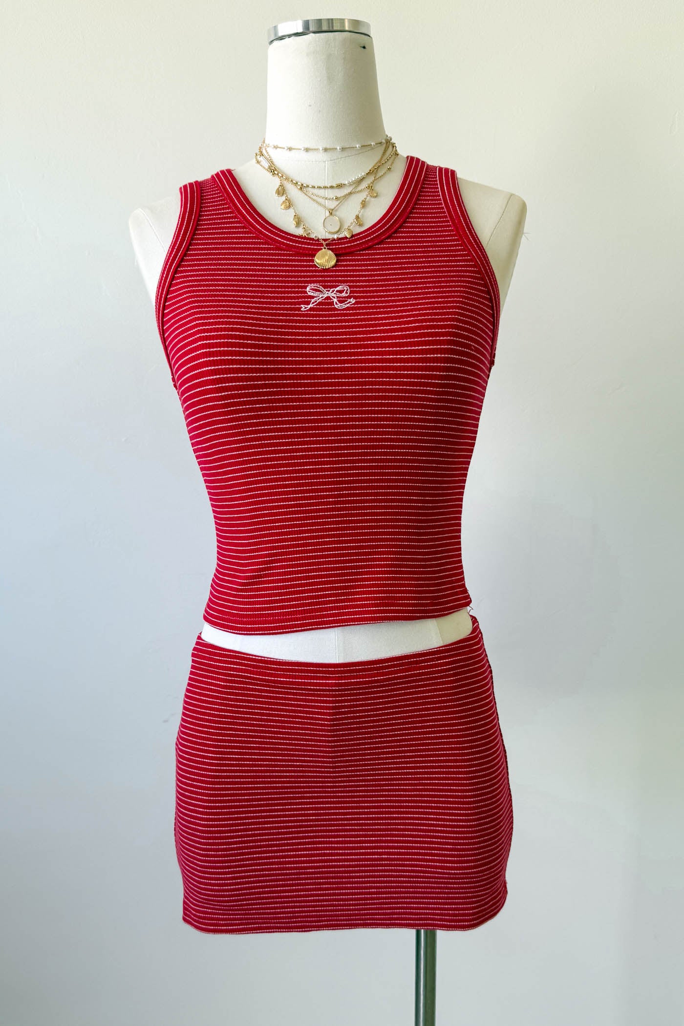 Striped Embroidered Tank Top