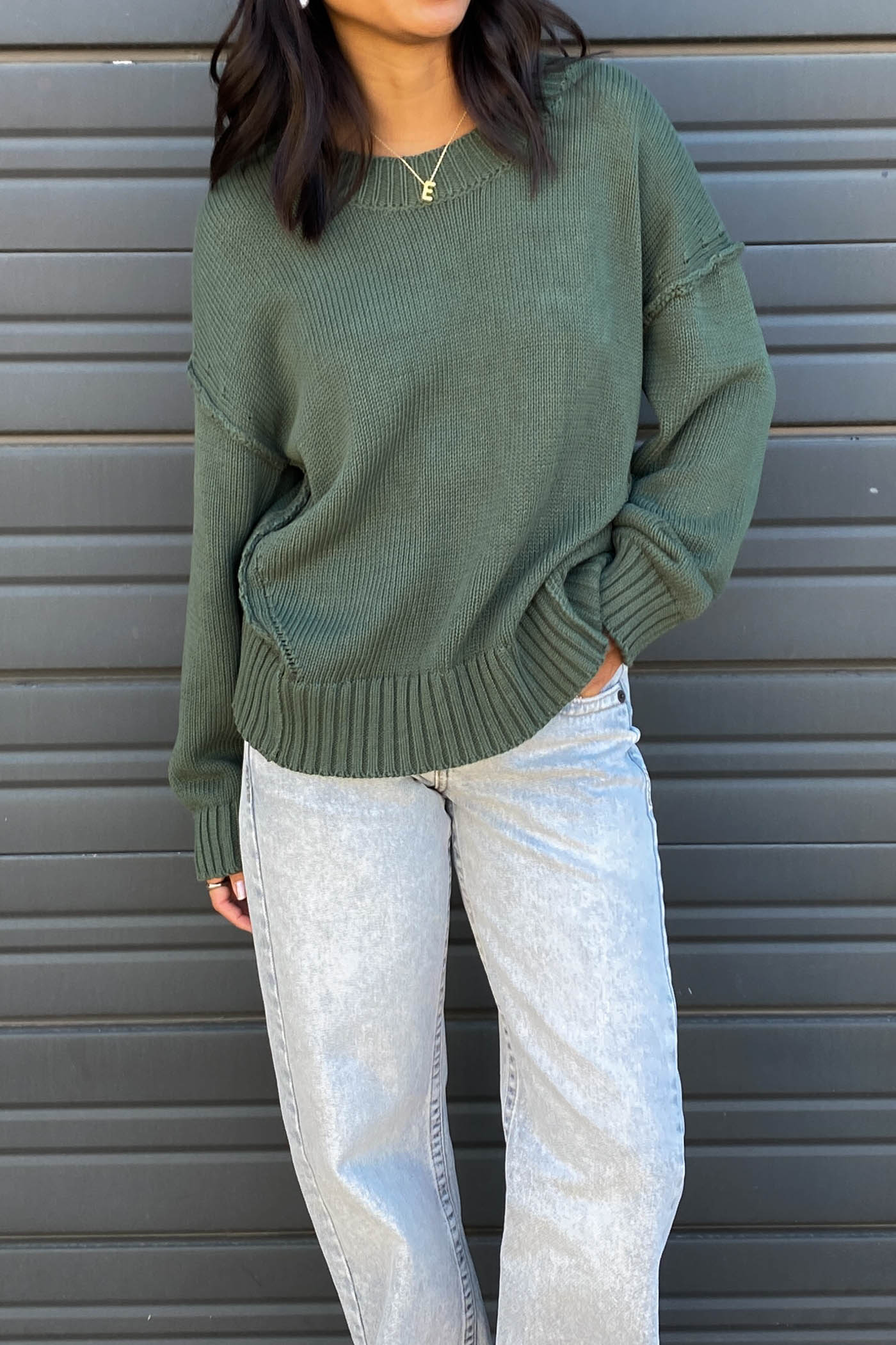 Reverse Stitch Knit Sweater