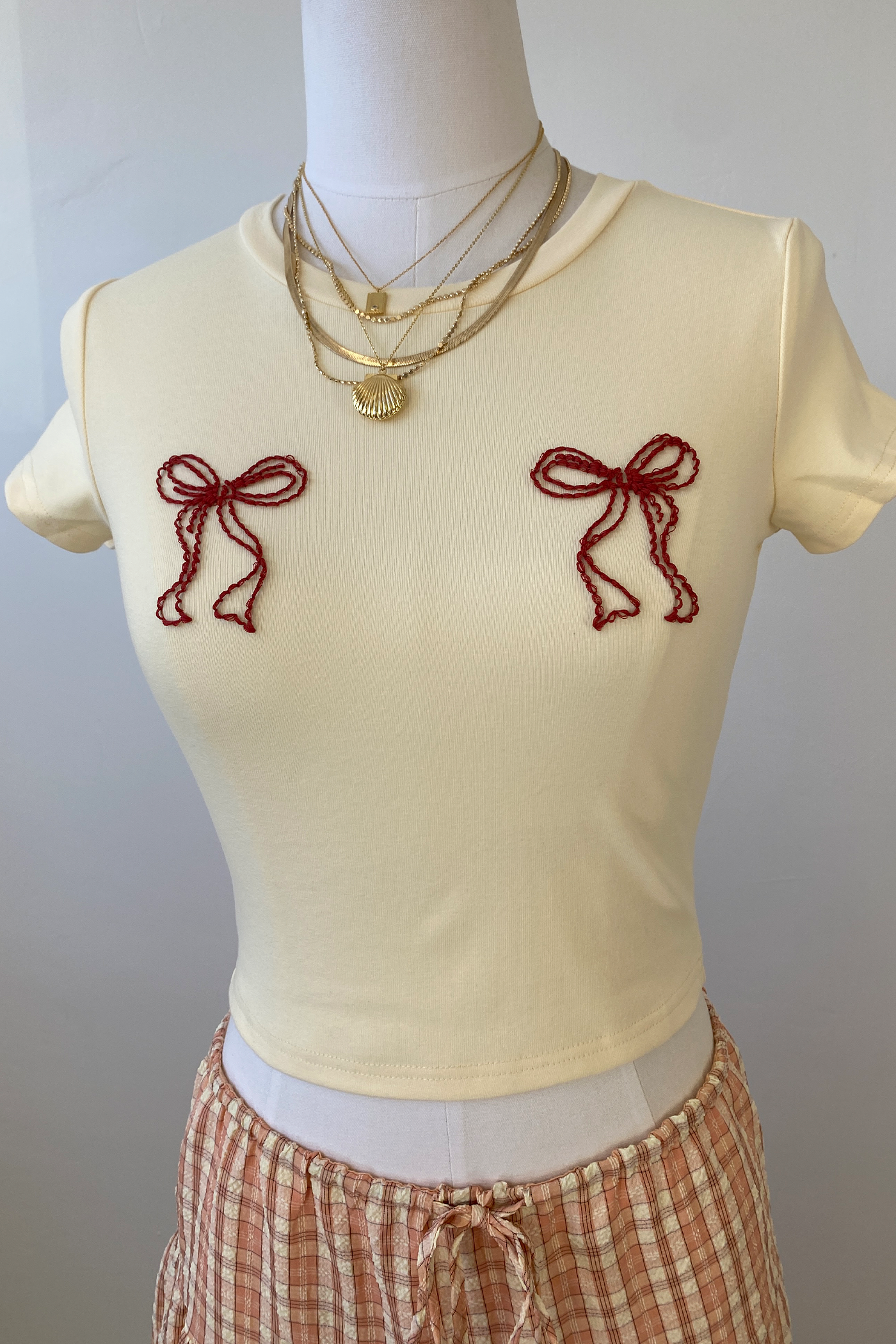 Bow Embroidered Graphic Baby Tee