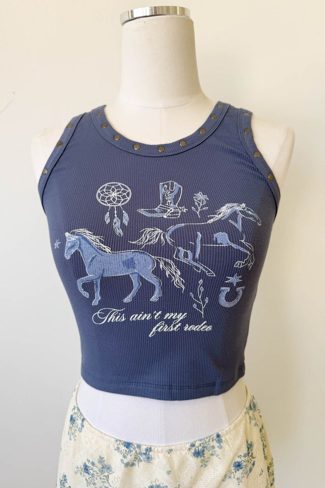 Studded Western Graphic Tank Top