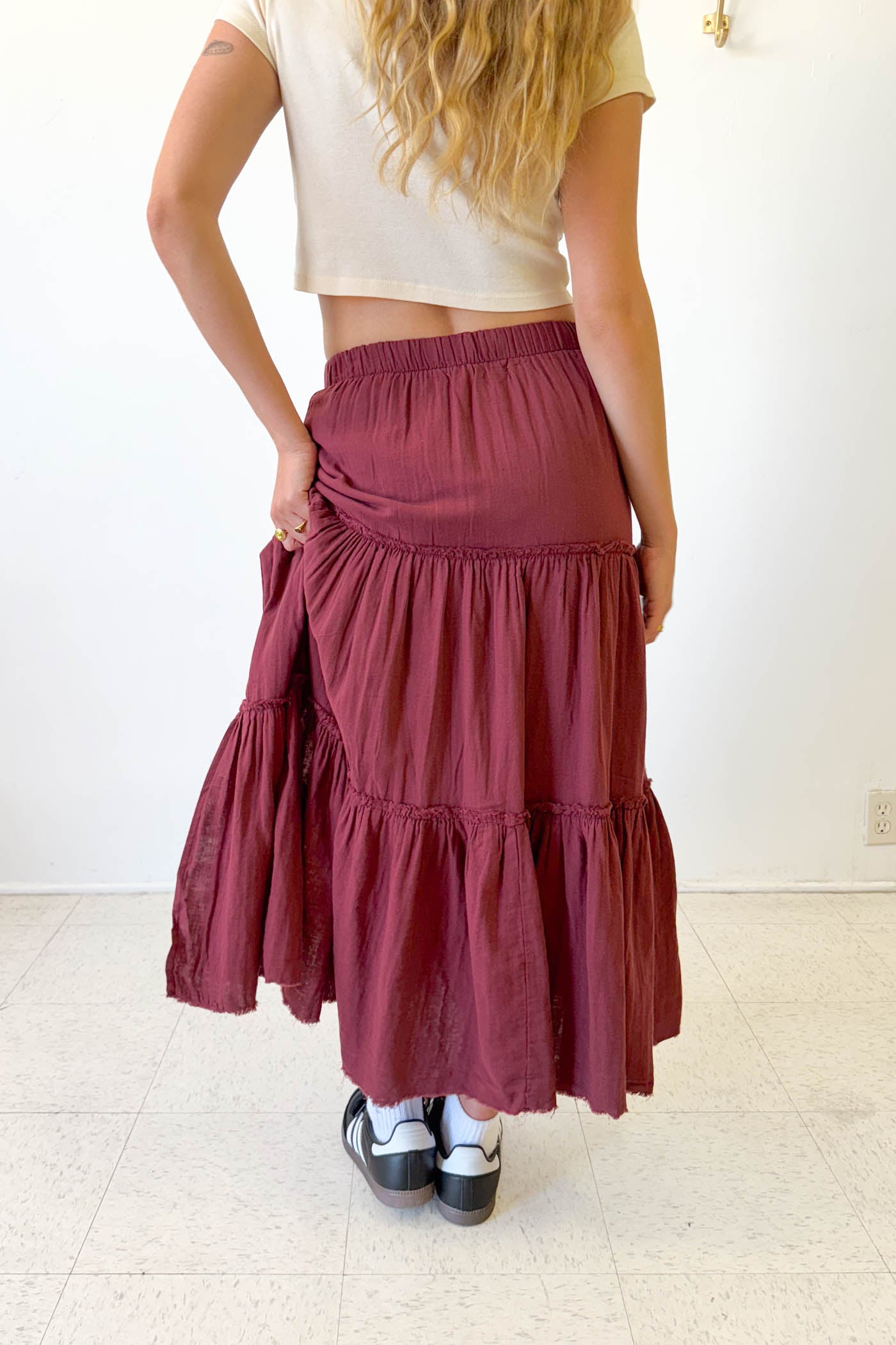 Slit Tiered Maxi Skirt