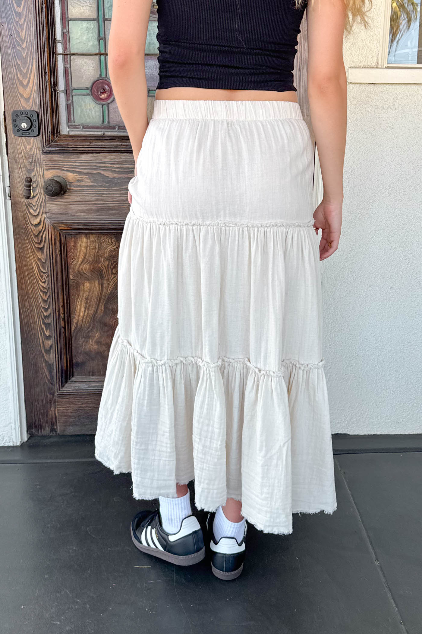 Slit Tiered Maxi Skirt