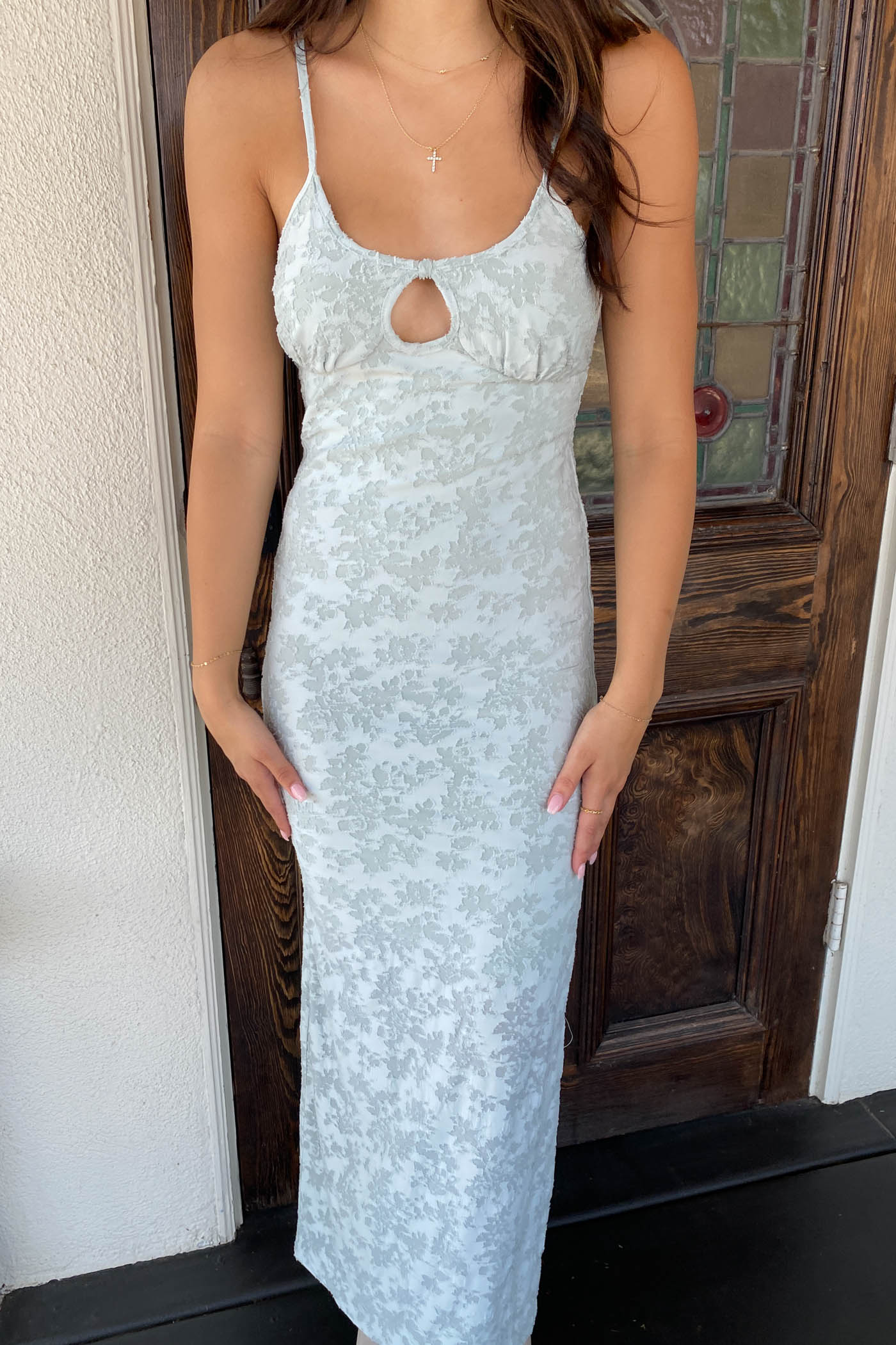 Textured Floral Maxi Dress