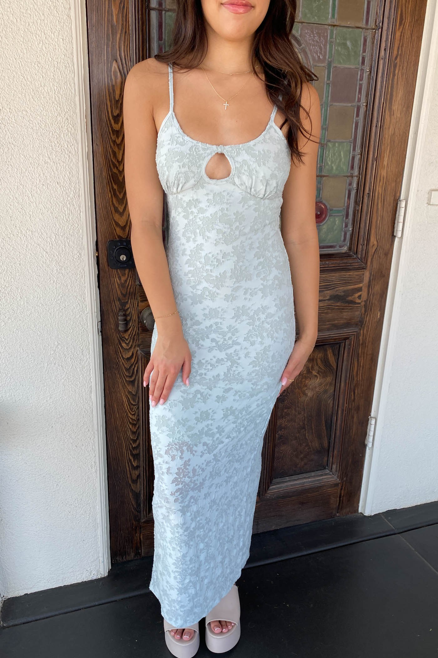 Textured Floral Maxi Dress