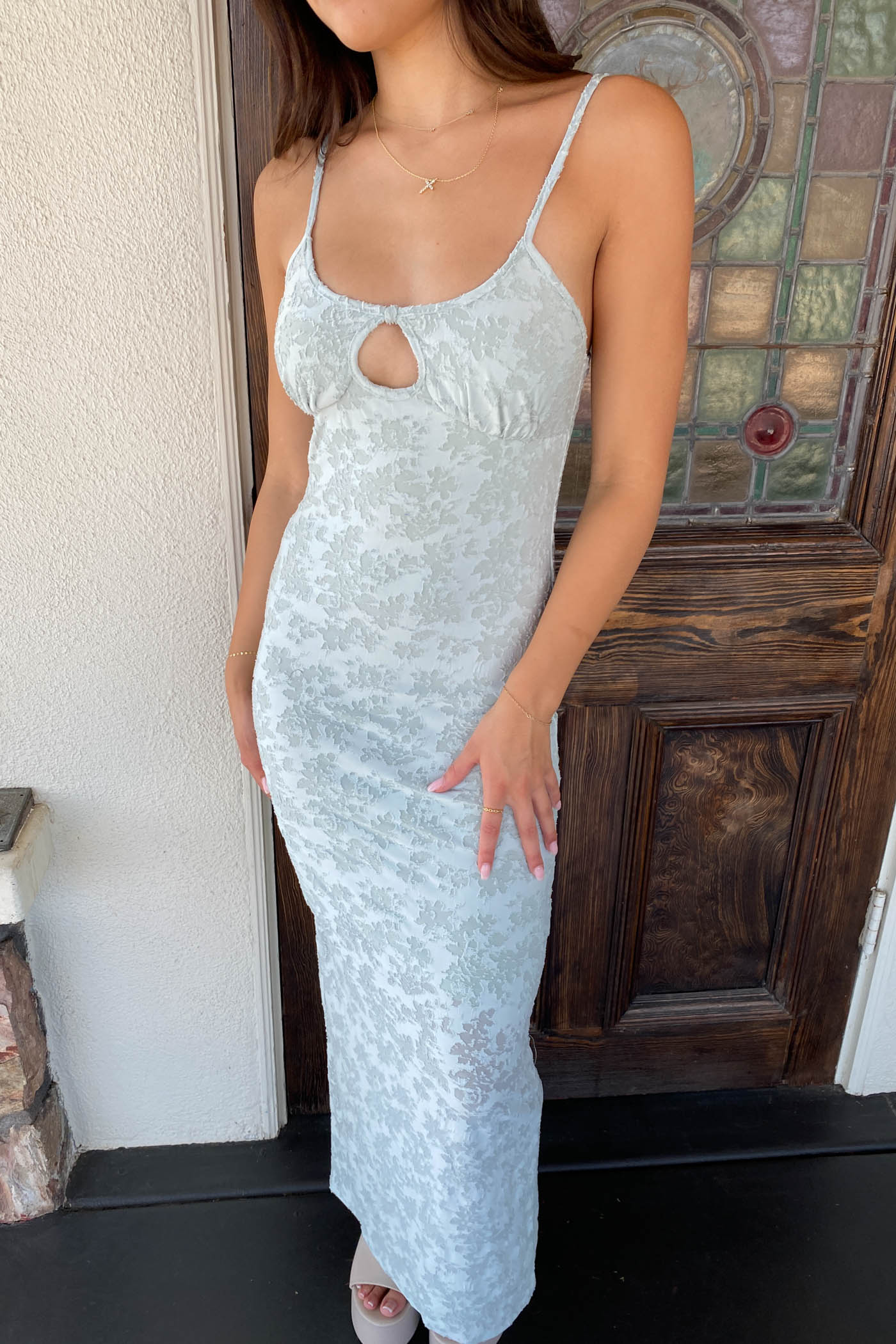 Textured Floral Maxi Dress