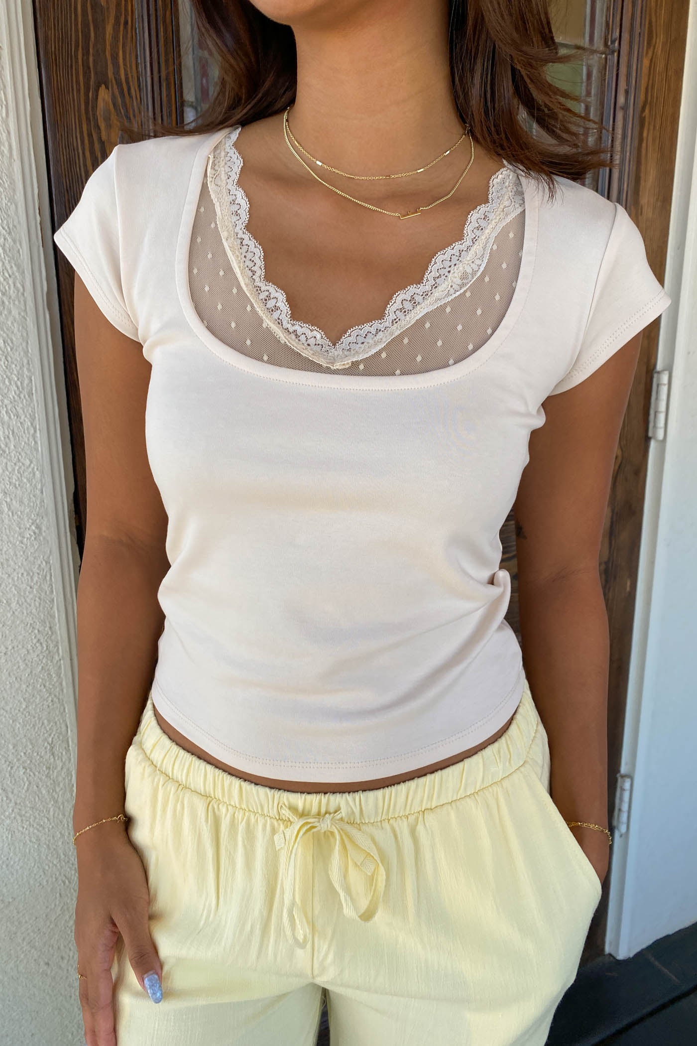 Lacey Layered Short Sleeve Top