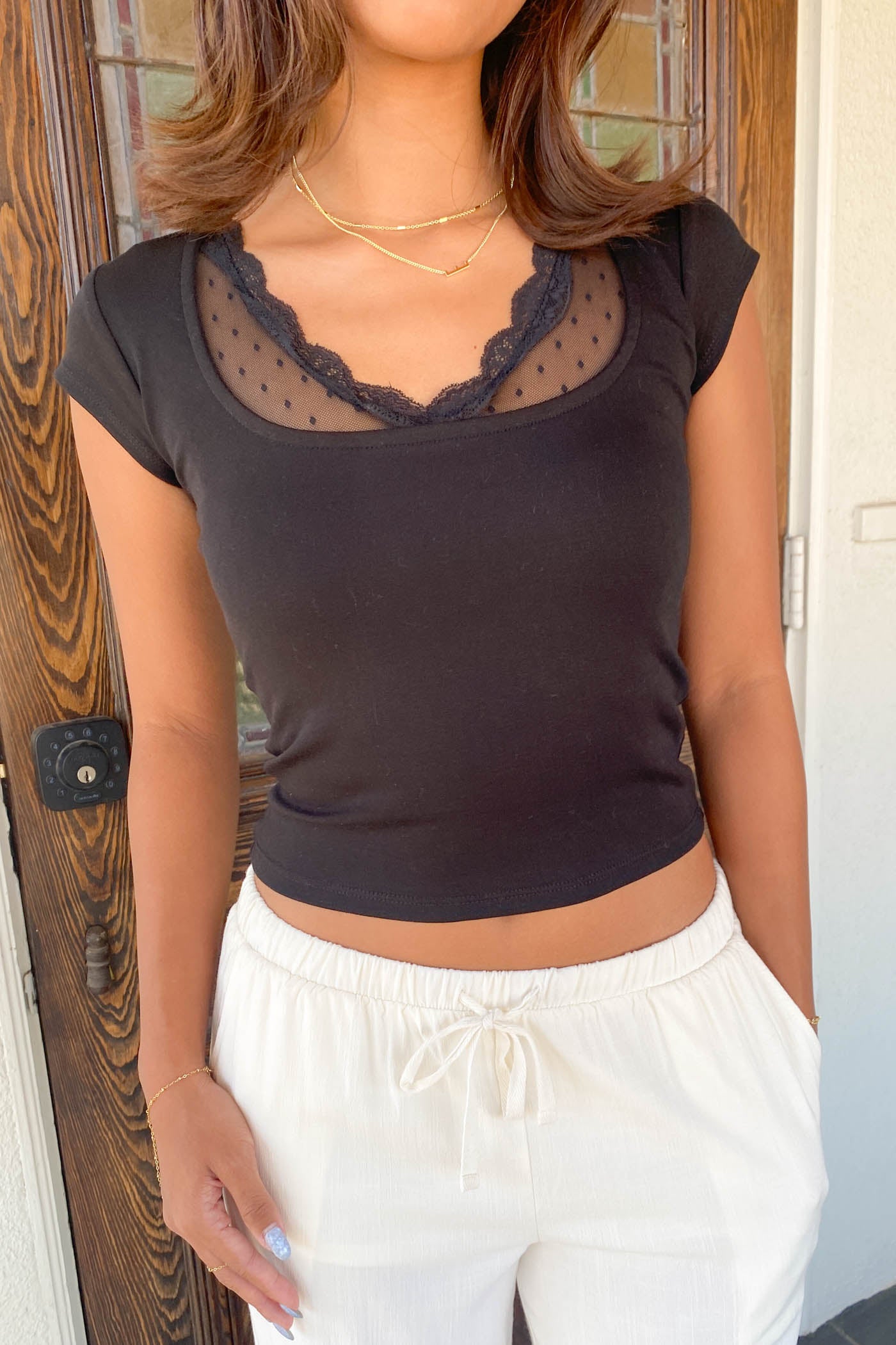 Lacey Layered Short Sleeve Top