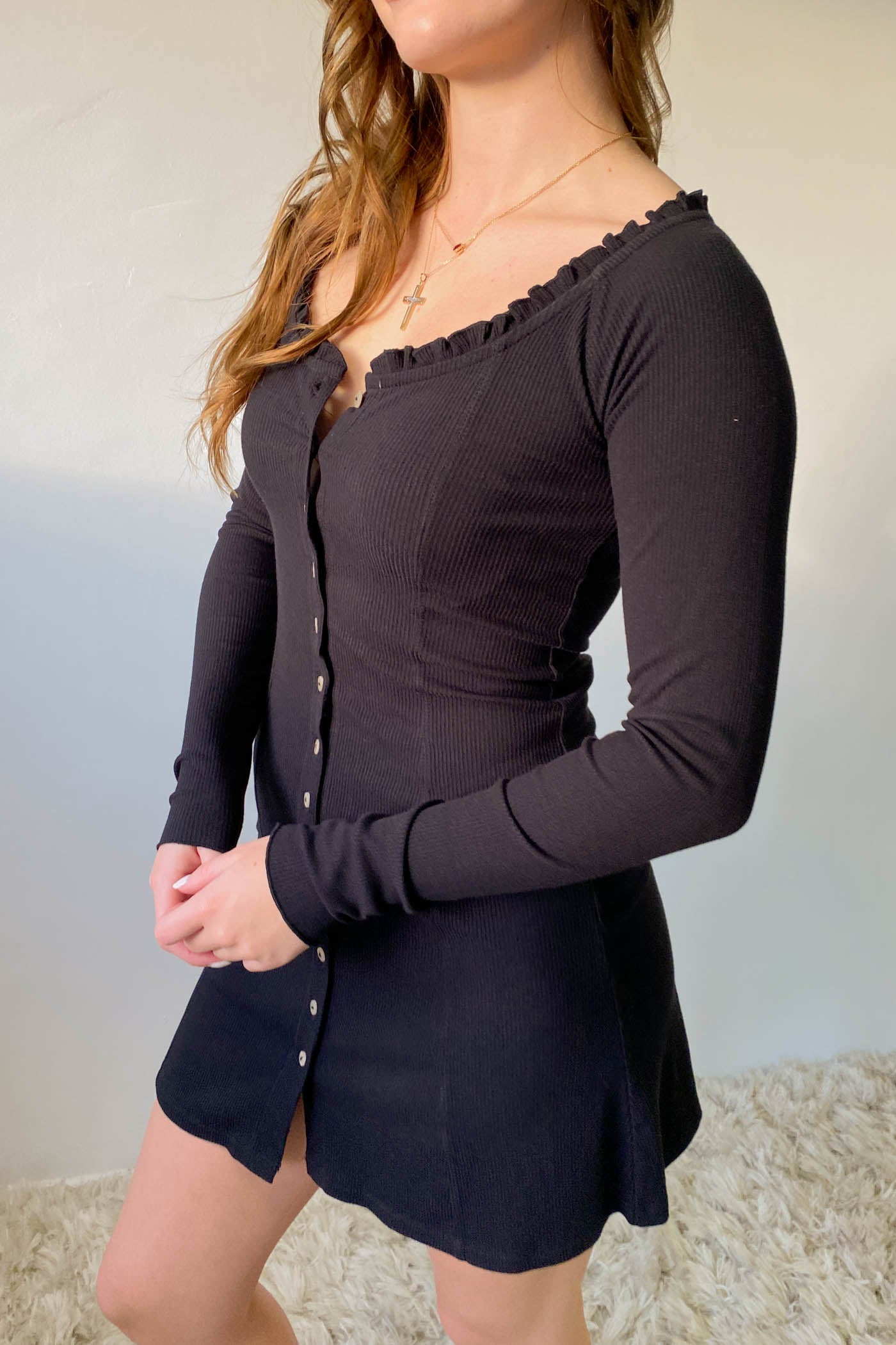 Button Up Long Sleeve Dress