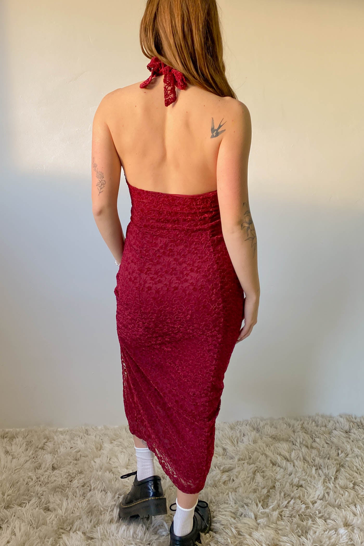 Lace Halter Midi Dress