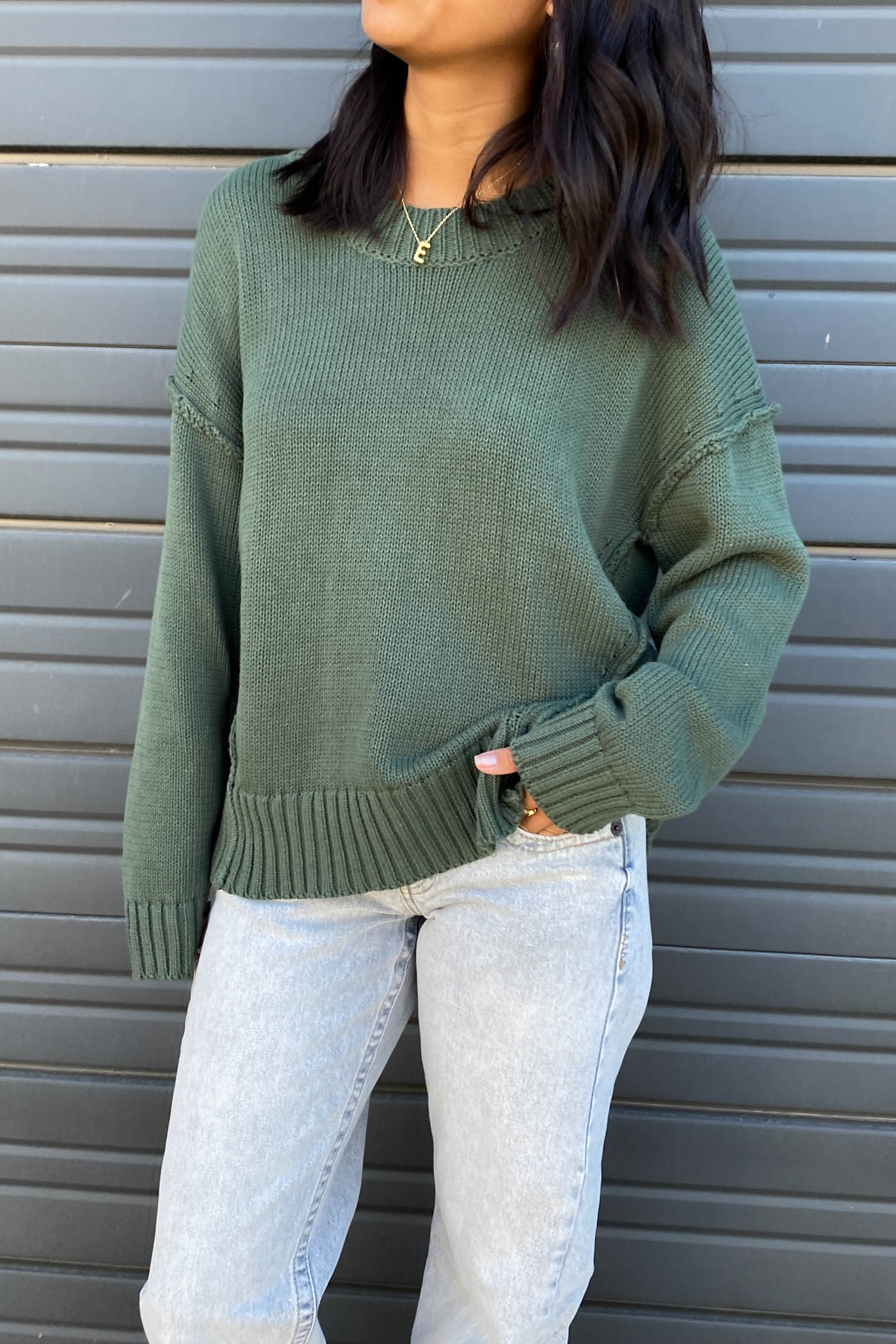 Reverse Stitch Knit Sweater