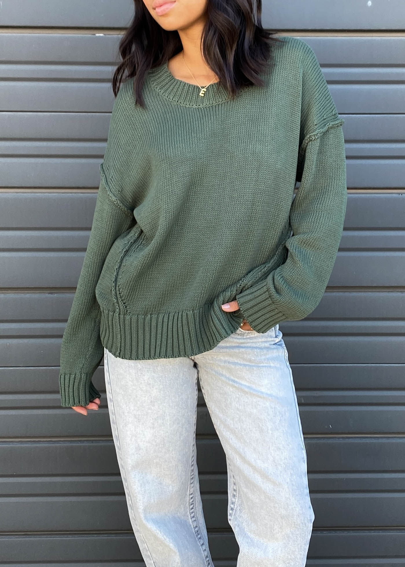 Reverse Stitch Knit Sweater