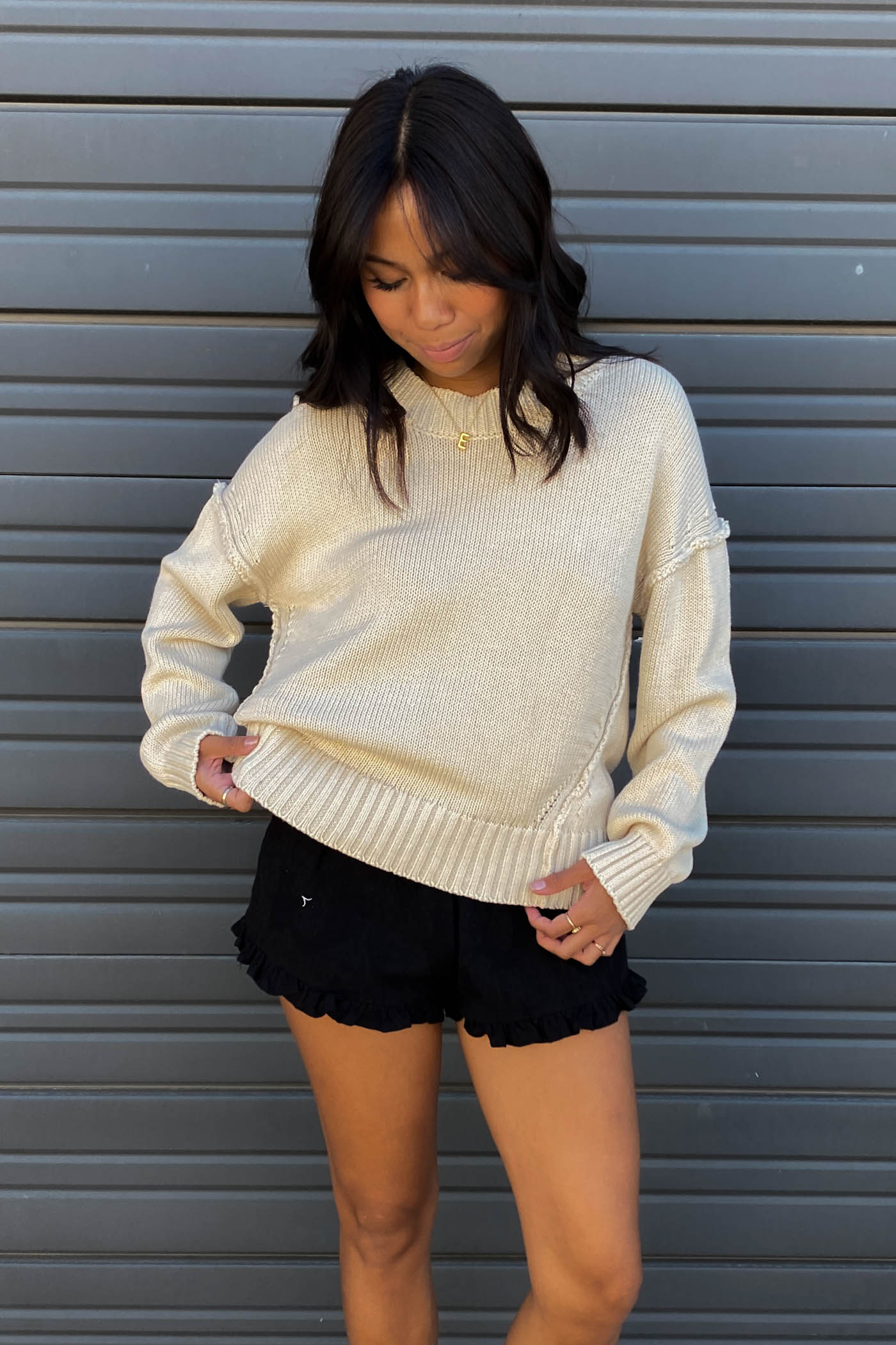 Reverse Stitch Knit Sweater