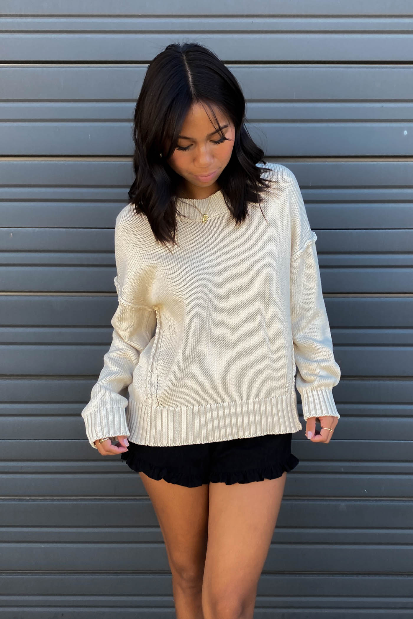 Reverse Stitch Knit Sweater