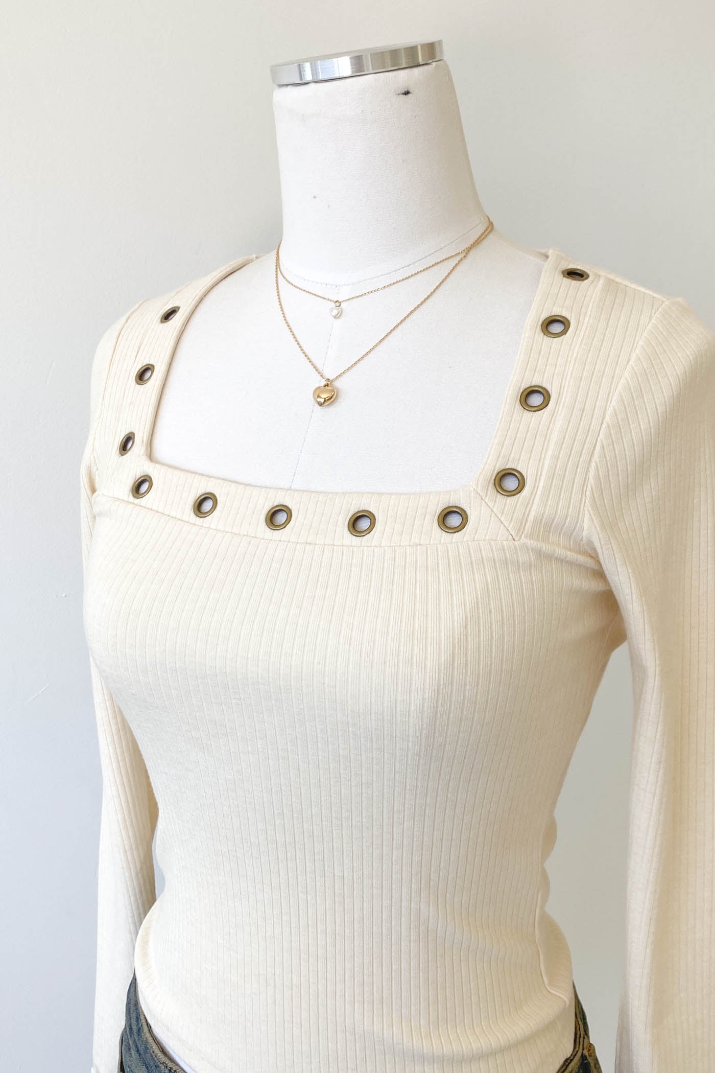 Grommet Long Sleeve Top