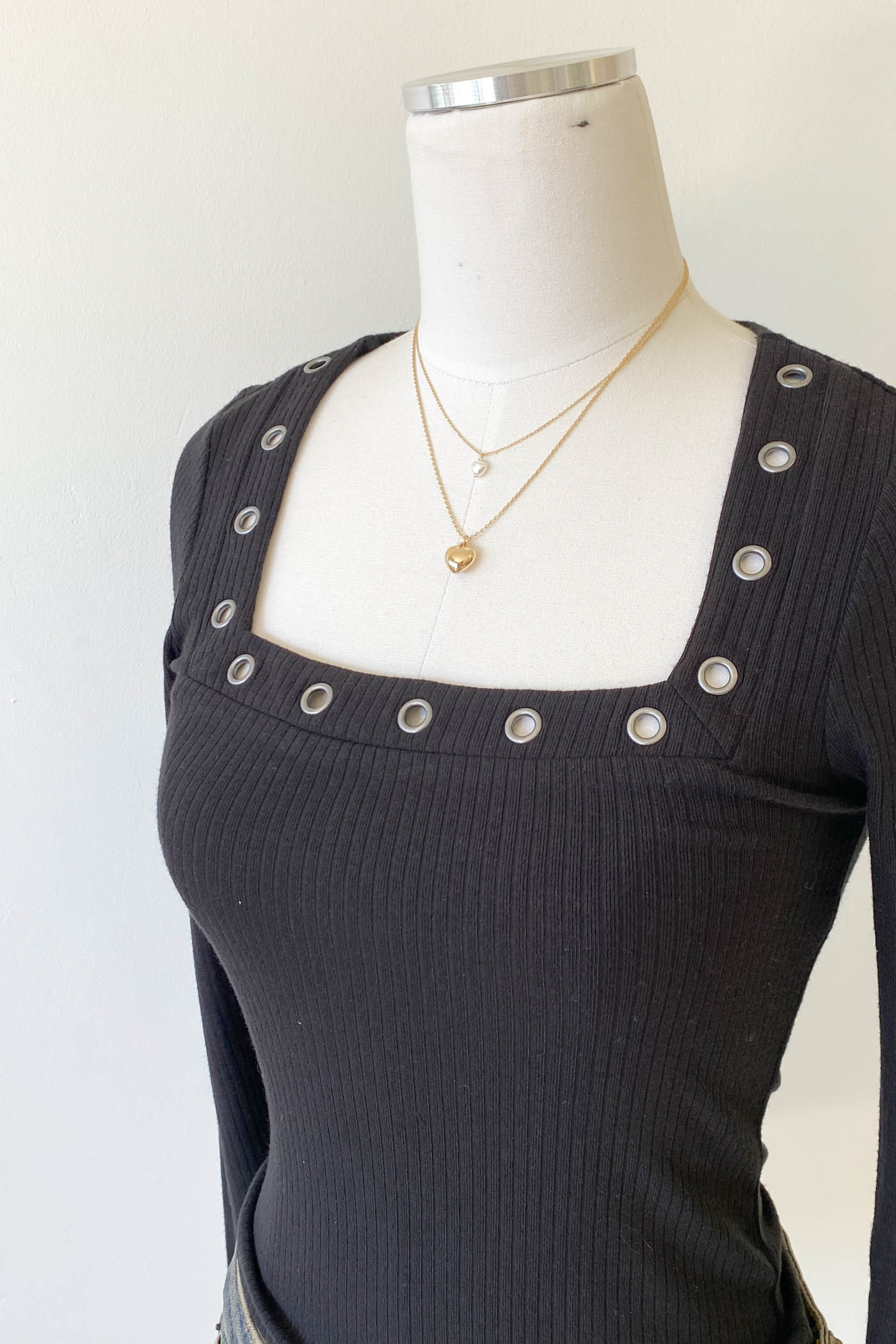 Grommet Long Sleeve Top