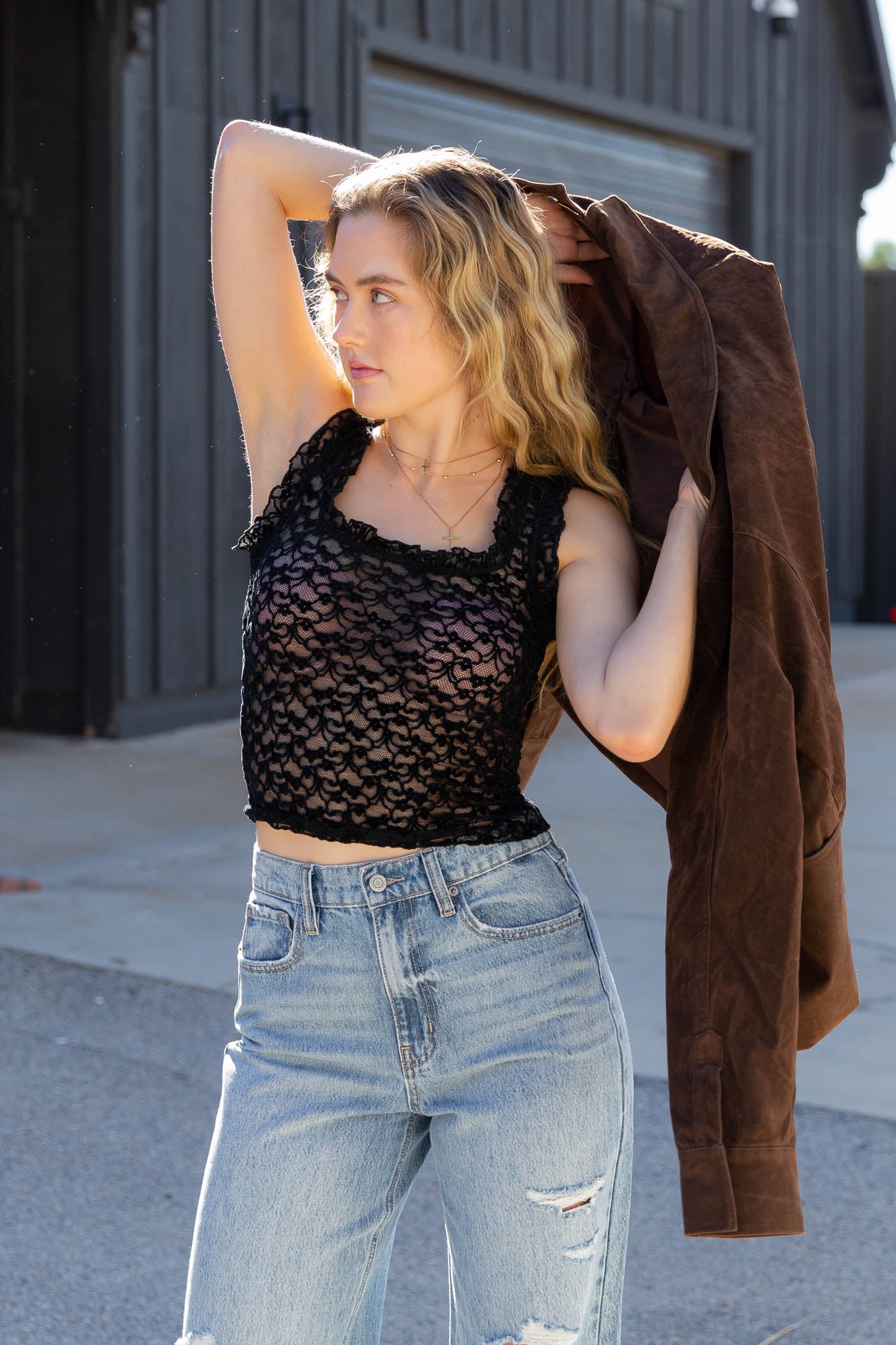 Sheer Lace Sleeveless Top