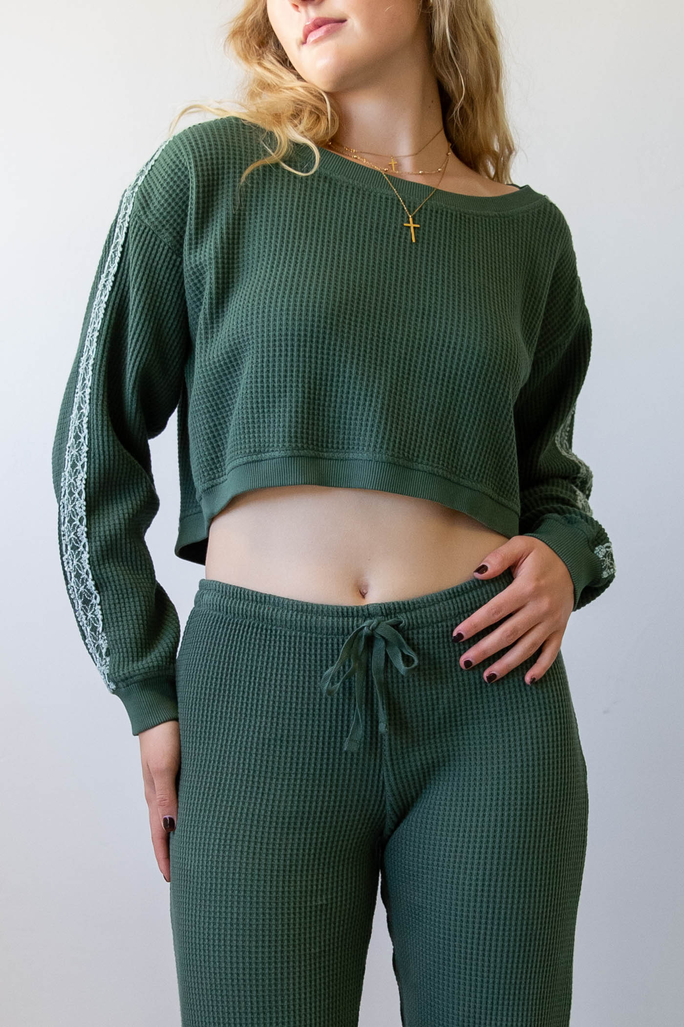 Waffle Knit Crew Top