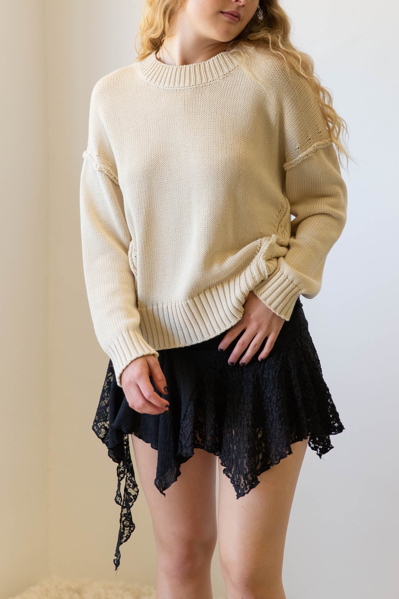 Reverse Stitch Knit Sweater