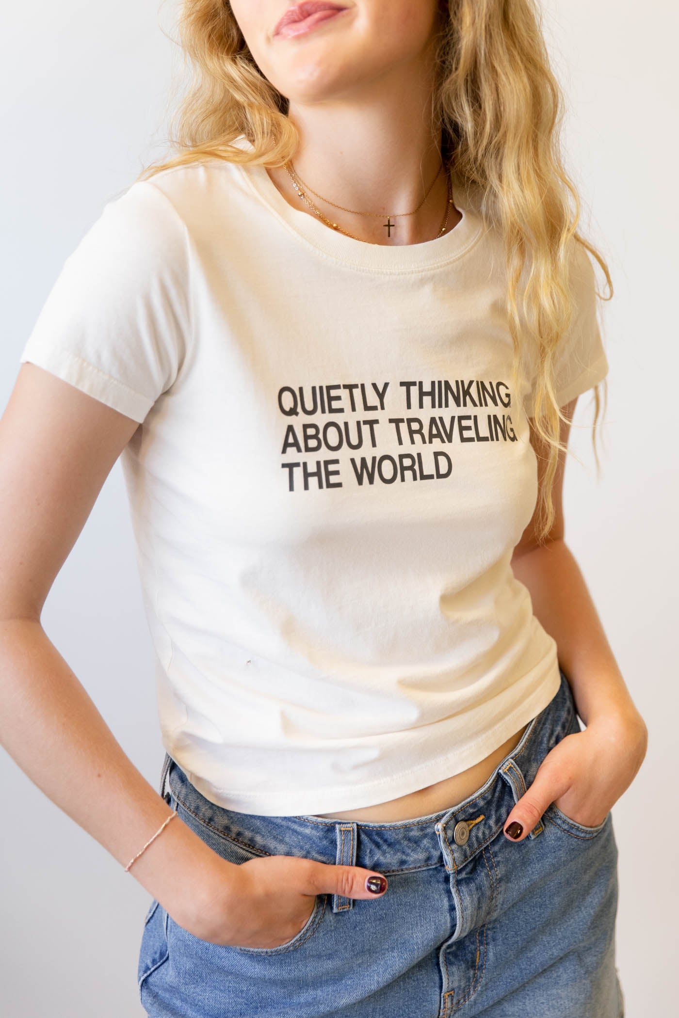 Traveling The World Long Loose Graphic Baby Tee