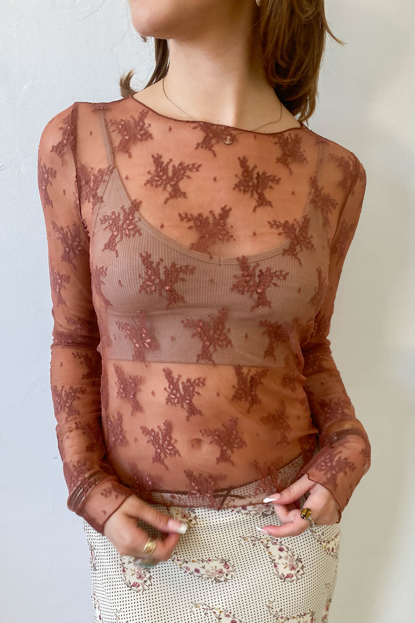 Long Sleeve Lace Layering Top